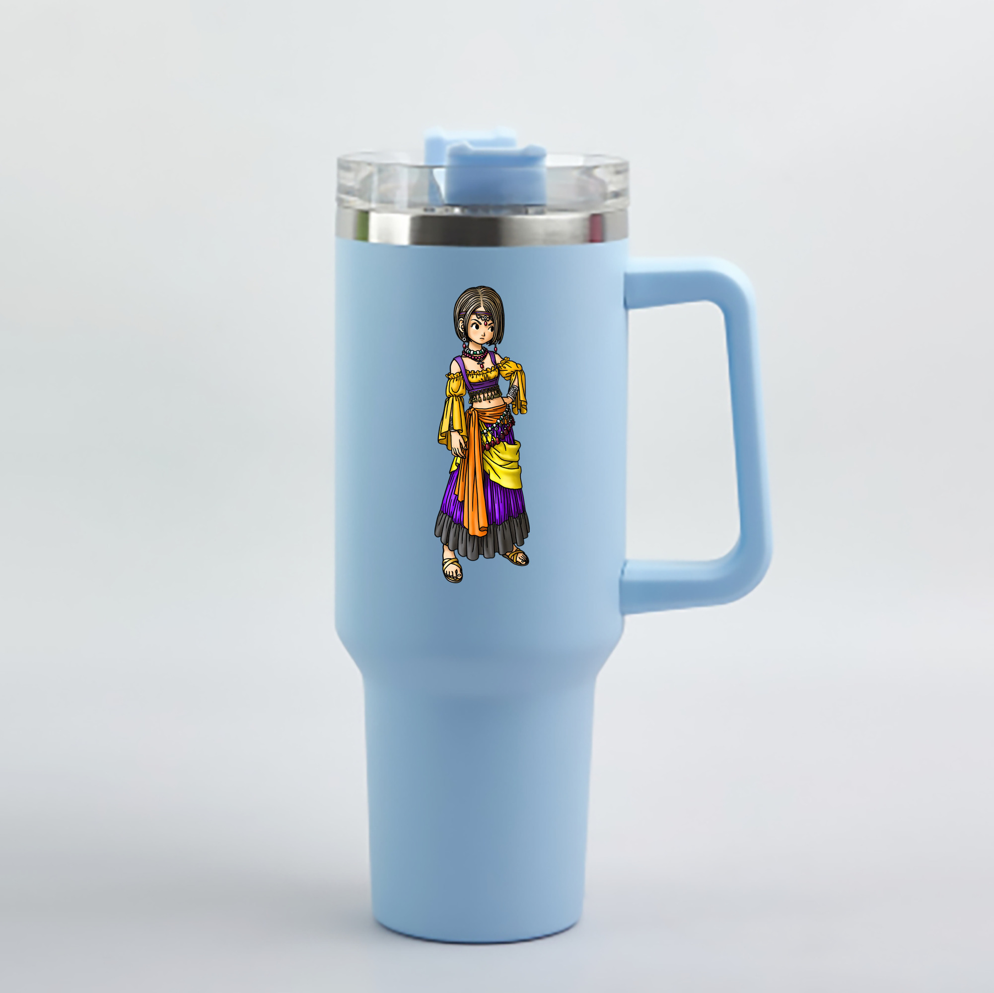 （画像用） ドラゴンクエスト Doragon Kuesuto Dragon Quest 1200mL車用タンブラー - クリスタルステッカー（プラスチックストロー付き）
