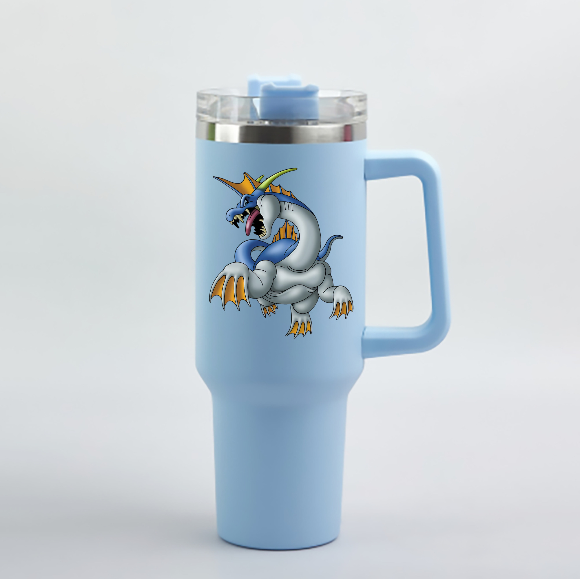 （画像用） ドラゴンクエスト Doragon Kuesuto Dragon Quest 1200mL車用タンブラー - クリスタルステッカー（プラスチックストロー付き）
