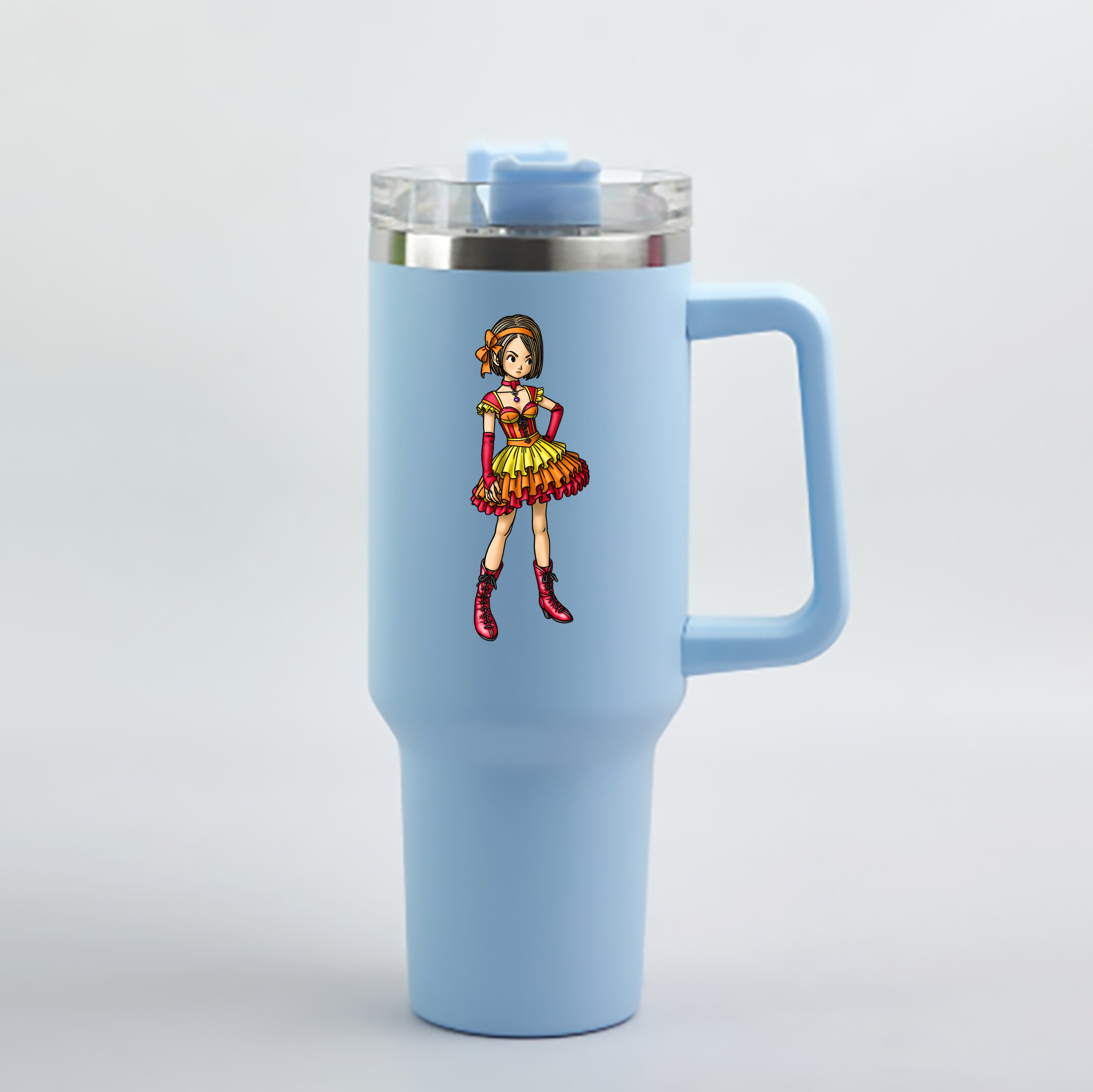 （画像用） ドラゴンクエスト Doragon Kuesuto Dragon Quest 1200mL車用タンブラー - クリスタルステッカー（プラスチックストロー付き）