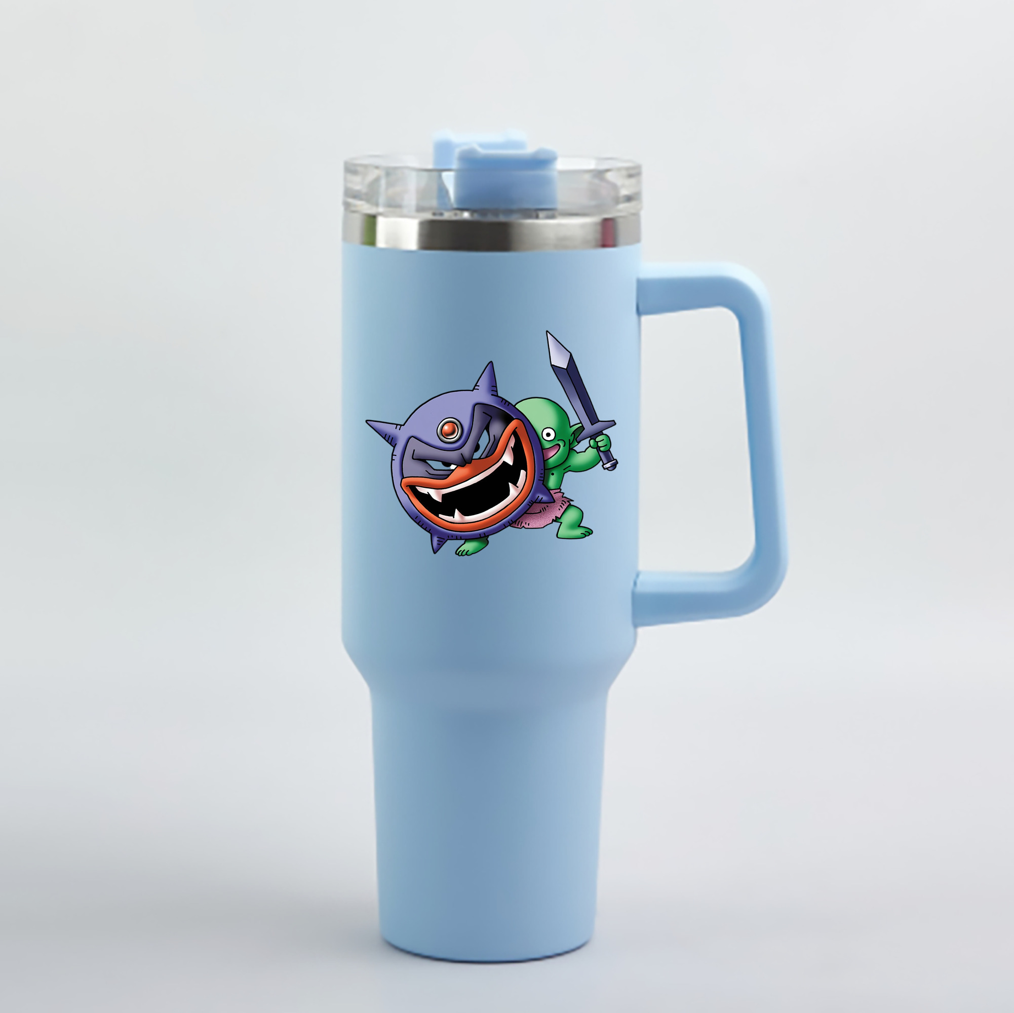 （画像用） ドラゴンクエスト Doragon Kuesuto Dragon Quest 1200mL車用タンブラー - クリスタルステッカー（プラスチックストロー付き）