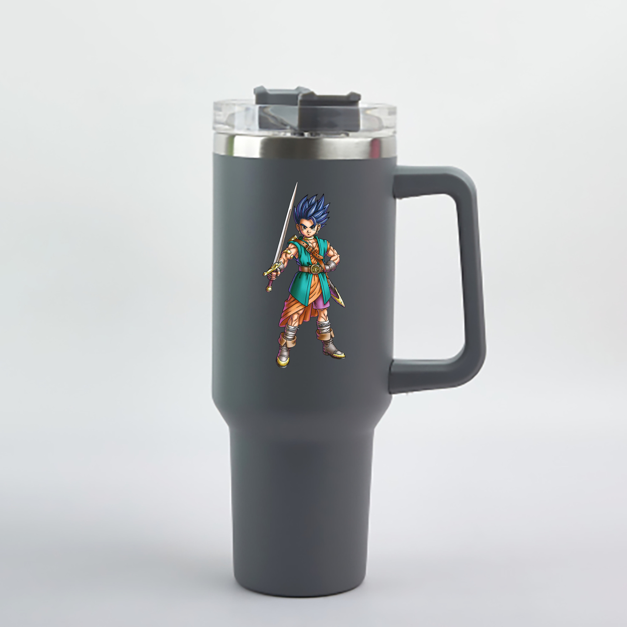 （画像用） ドラゴンクエスト Doragon Kuesuto Dragon Quest 1200mL車用タンブラー - クリスタルステッカー（プラスチックストロー付き）