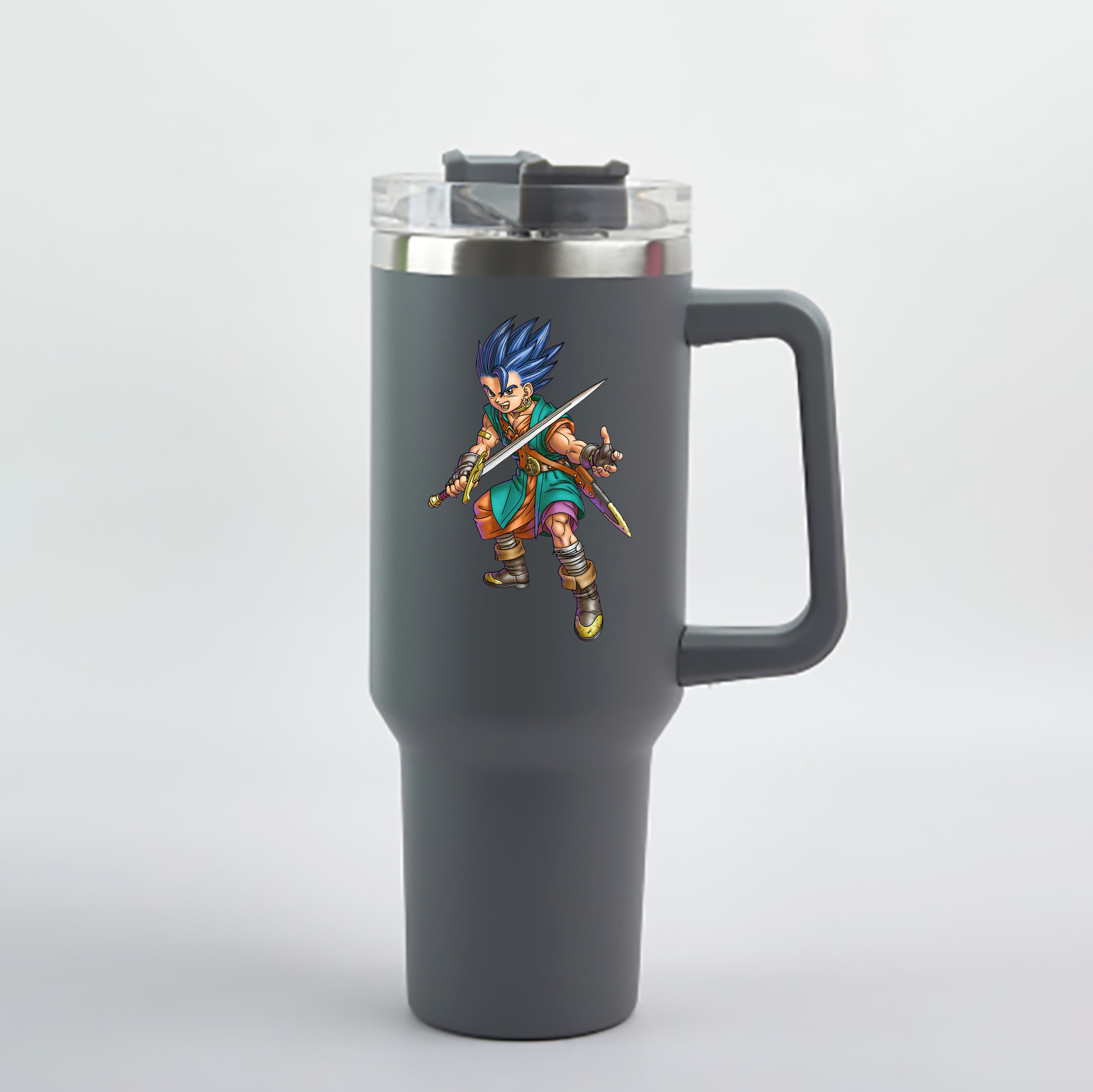 （画像用） ドラゴンクエスト Doragon Kuesuto Dragon Quest 1200mL車用タンブラー - クリスタルステッカー（プラスチックストロー付き）