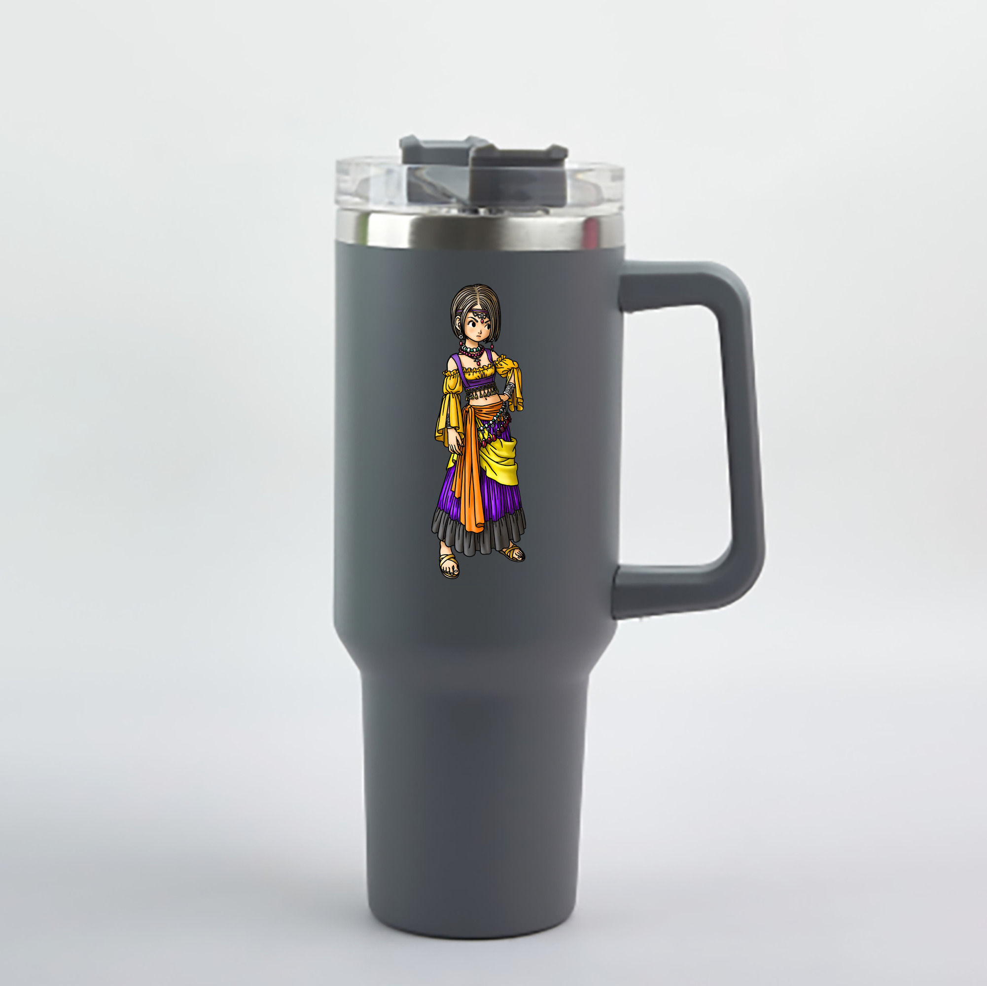 （画像用） ドラゴンクエスト Doragon Kuesuto Dragon Quest 1200mL車用タンブラー - クリスタルステッカー（プラスチックストロー付き）