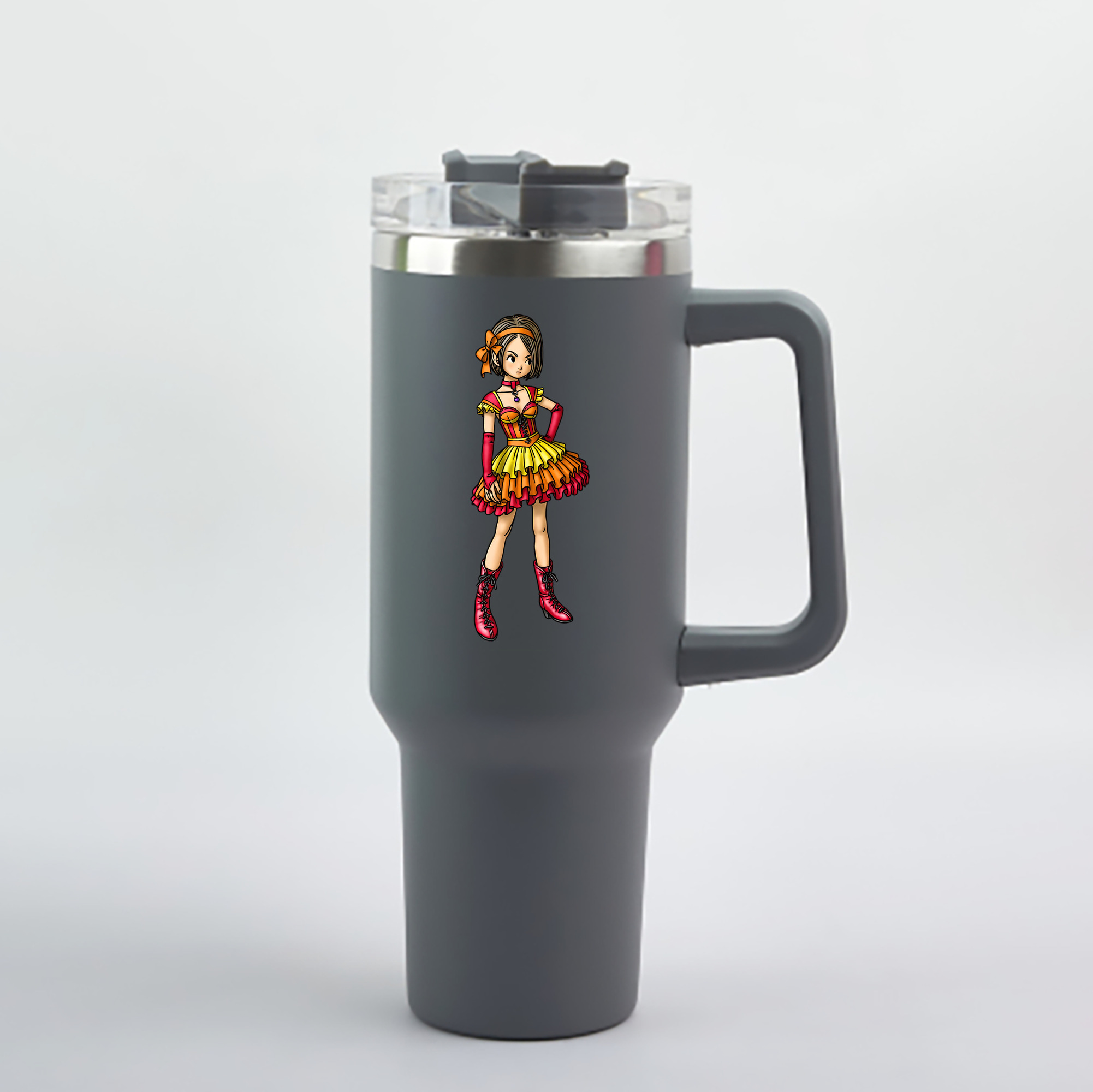 （画像用） ドラゴンクエスト Doragon Kuesuto Dragon Quest 1200mL車用タンブラー - クリスタルステッカー（プラスチックストロー付き）