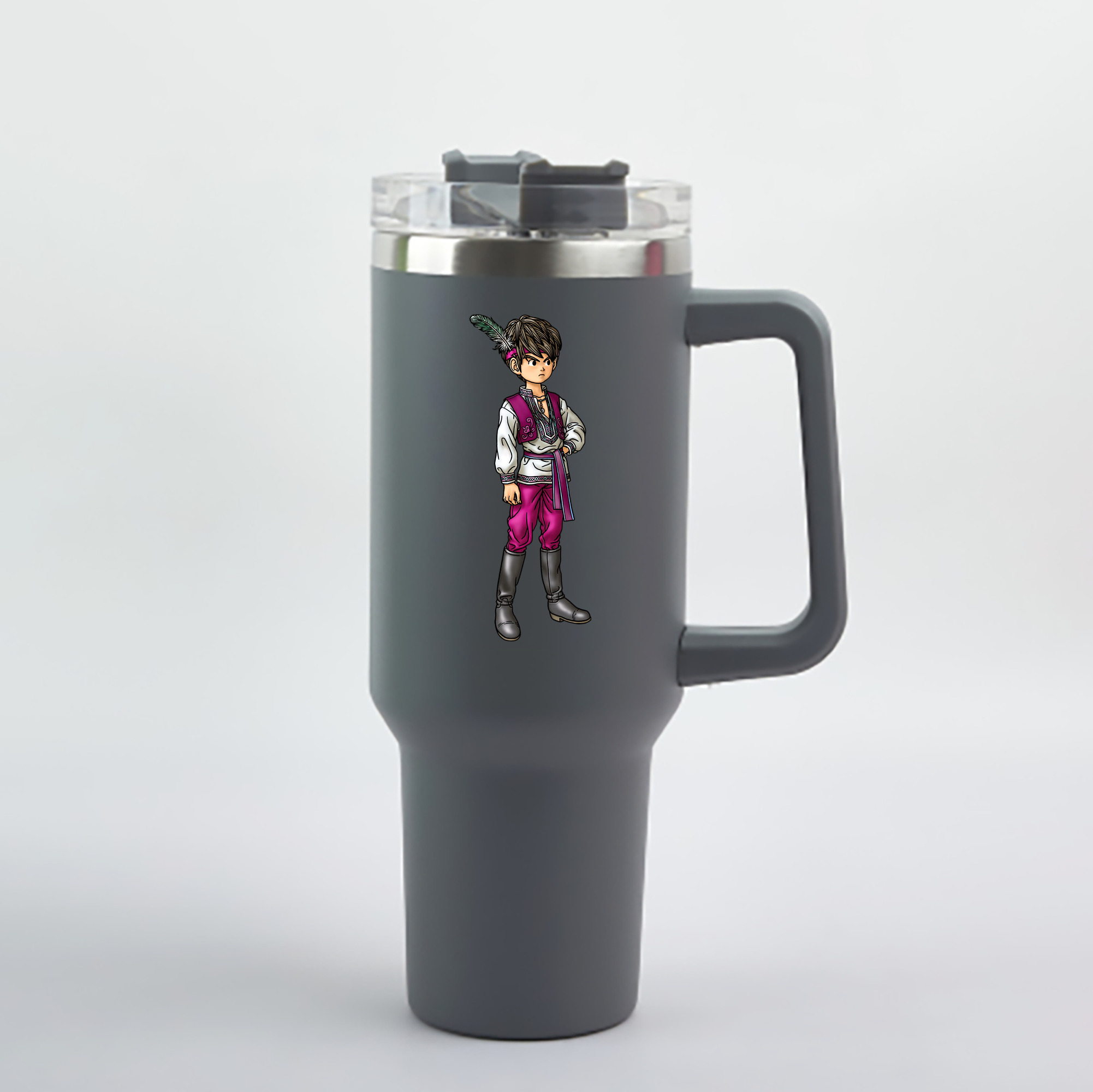 （画像用） ドラゴンクエスト Doragon Kuesuto Dragon Quest 1200mL車用タンブラー - クリスタルステッカー（プラスチックストロー付き）