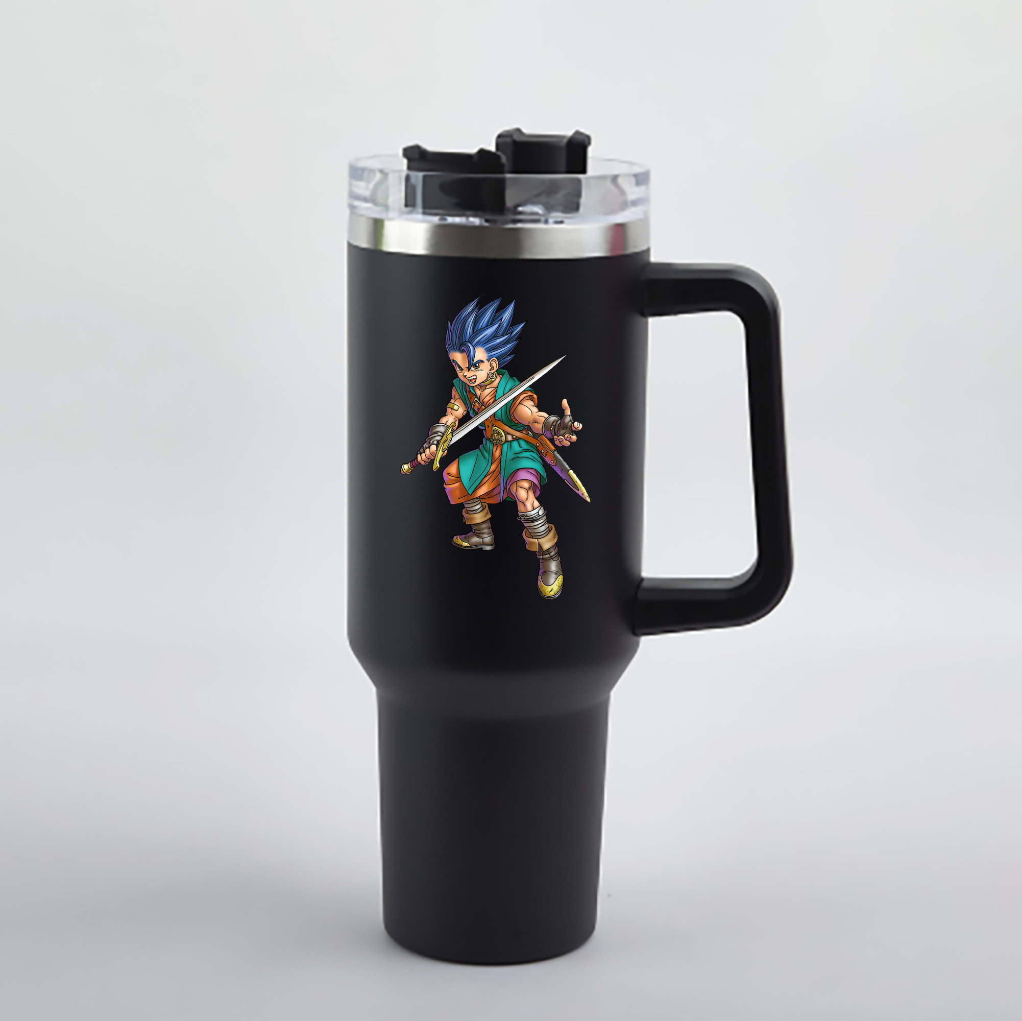 （画像用） ドラゴンクエスト Doragon Kuesuto Dragon Quest 1200mL車用タンブラー - クリスタルステッカー（プラスチックストロー付き）