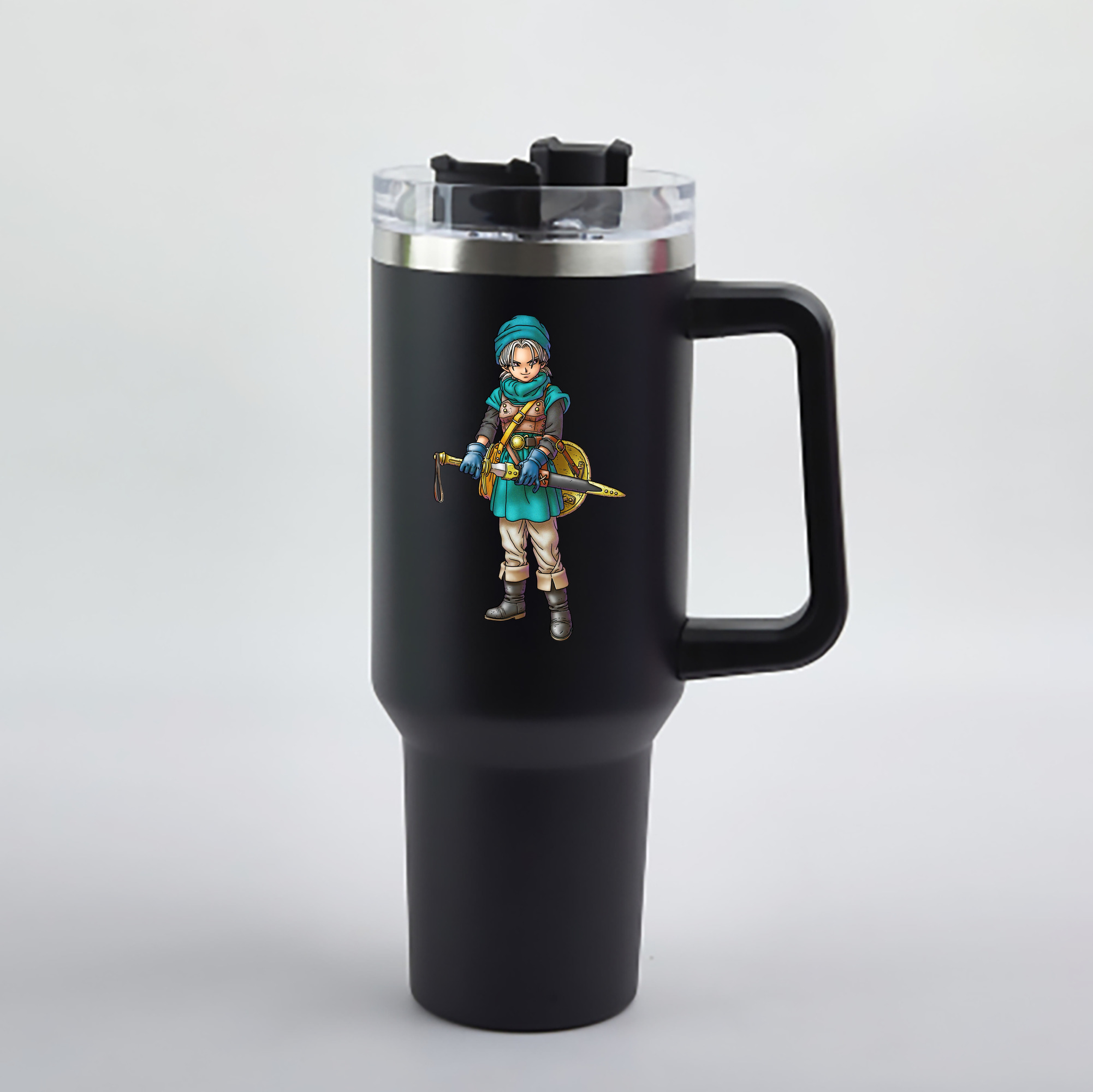 （画像用） ドラゴンクエスト Doragon Kuesuto Dragon Quest 1200mL車用タンブラー - クリスタルステッカー（プラスチックストロー付き）