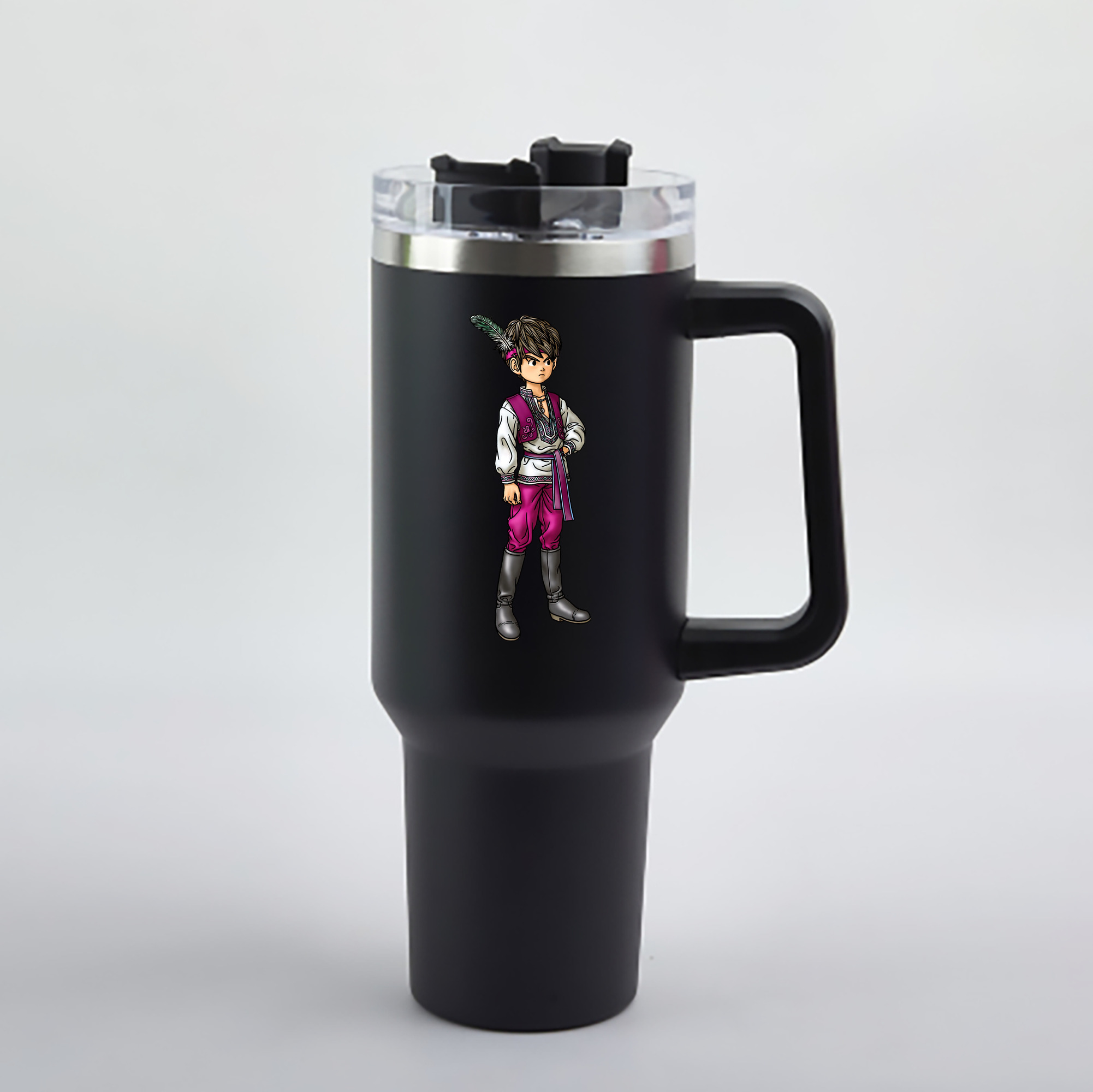 （画像用） ドラゴンクエスト Doragon Kuesuto Dragon Quest 1200mL車用タンブラー - クリスタルステッカー（プラスチックストロー付き）