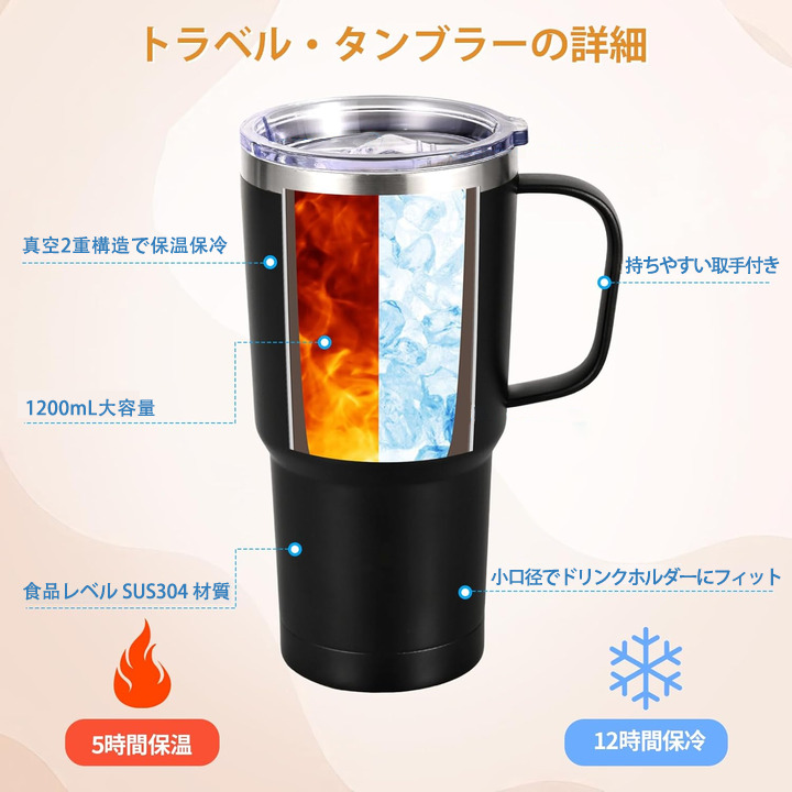 ドラゴンクエスト Doragon Kuesuto Dragon Quest 1200mL車用タンブラー - クリスタルステッカー（プラスチックストロー付き）