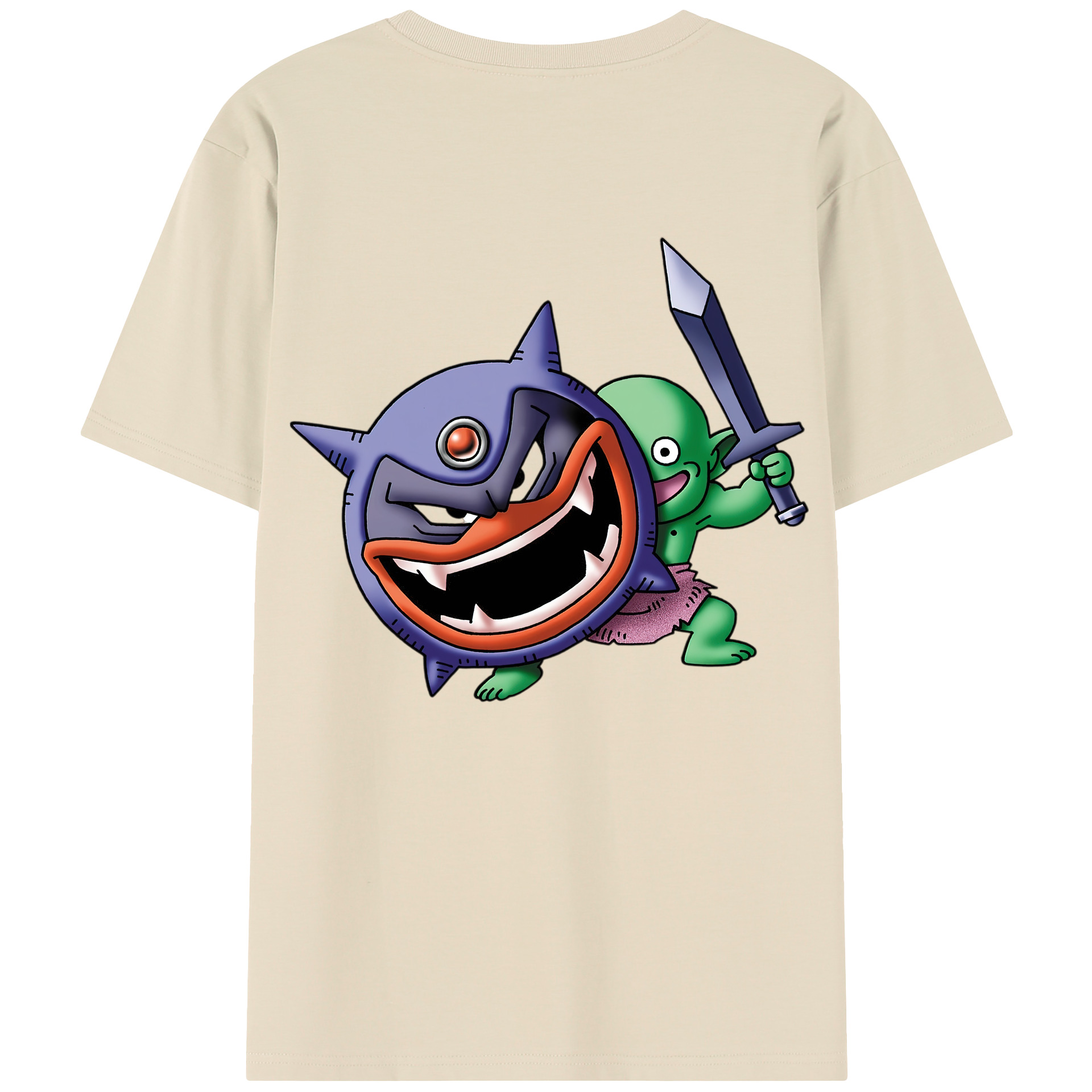 （画像用） ドラゴンクエスト Doragon Kuesuto Dragon Quest 綿100％半袖Tシャツ（背面プリント）