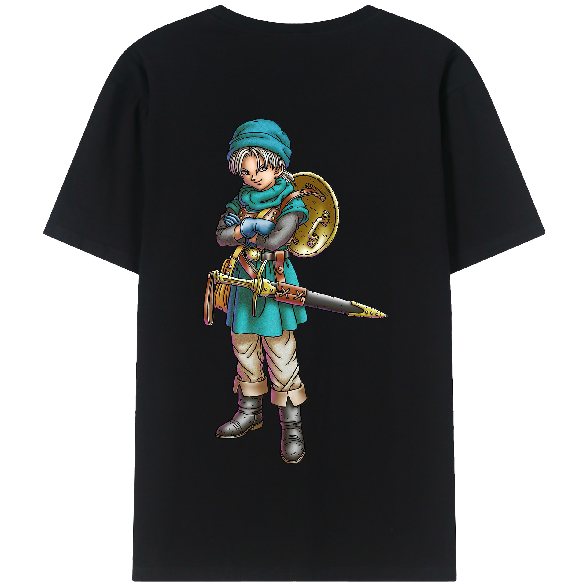 （画像用） ドラゴンクエスト Doragon Kuesuto Dragon Quest 綿100％半袖Tシャツ（背面プリント）