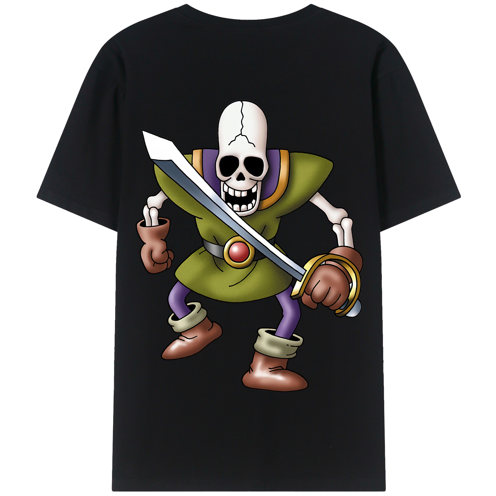 （画像用） ドラゴンクエスト Doragon Kuesuto Dragon Quest 綿100％半袖Tシャツ（背面プリント）