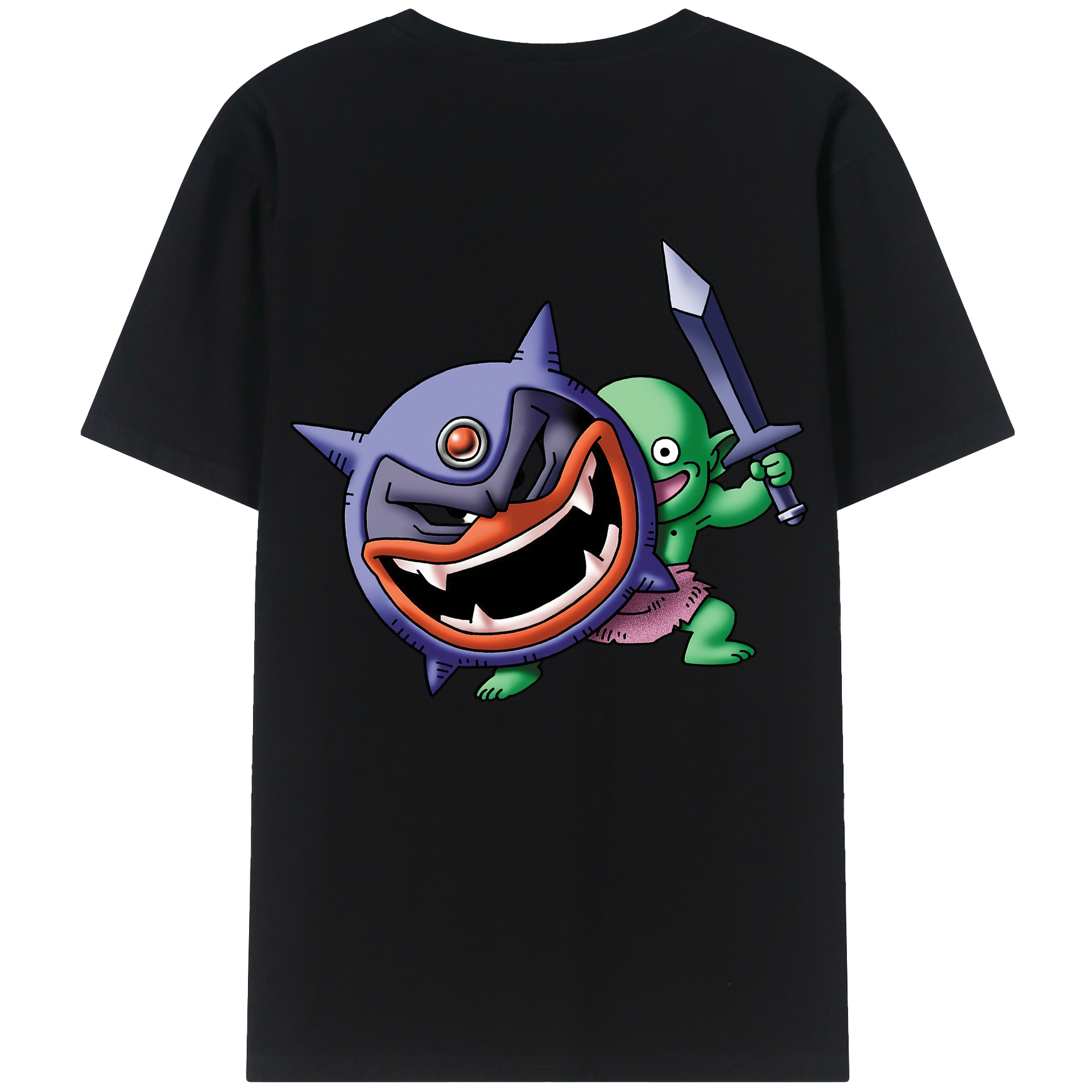 （画像用） ドラゴンクエスト Doragon Kuesuto Dragon Quest 綿100％半袖Tシャツ（背面プリント）