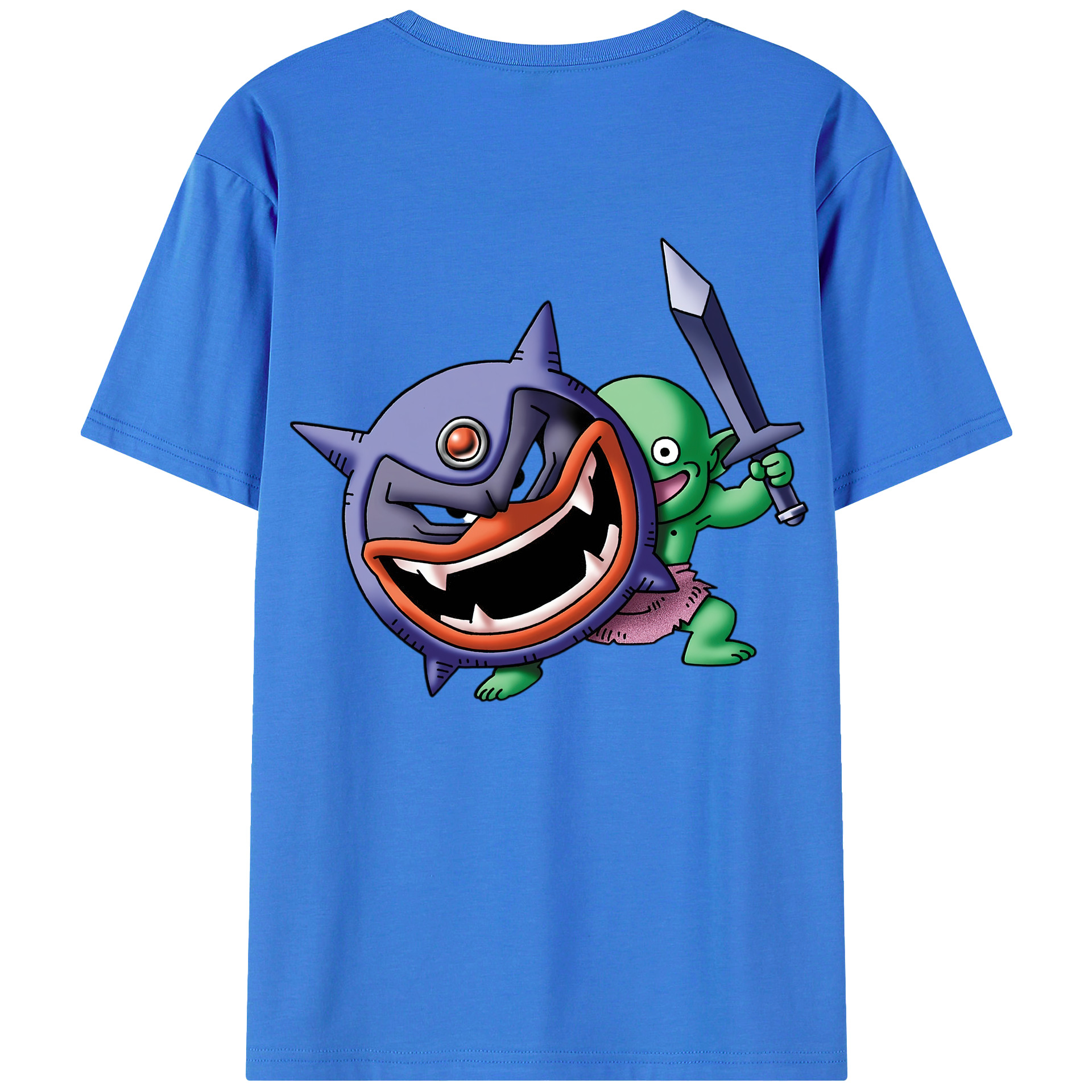 （画像用） ドラゴンクエスト Doragon Kuesuto Dragon Quest 綿100％半袖Tシャツ（背面プリント）