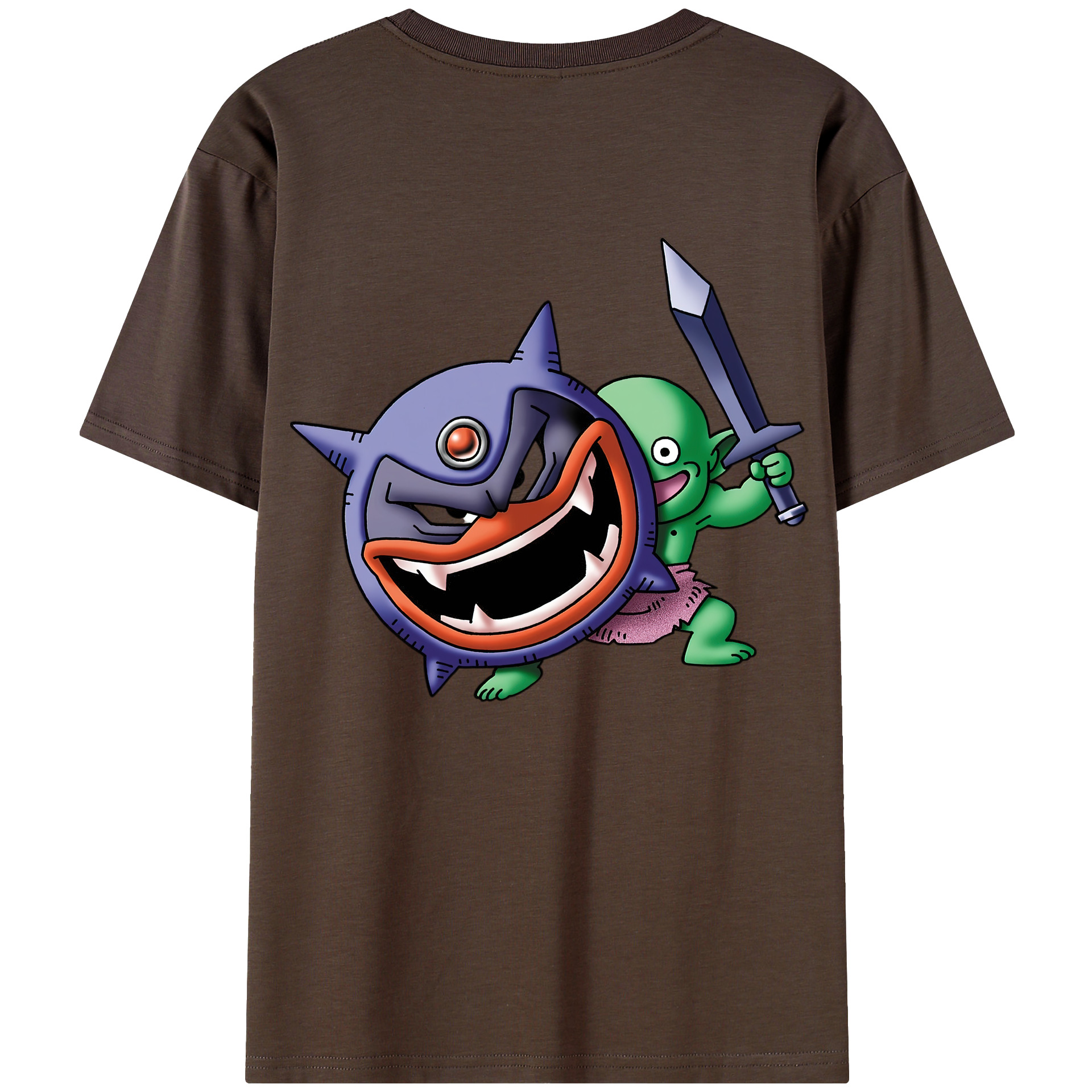 （画像用） ドラゴンクエスト Doragon Kuesuto Dragon Quest 綿100％半袖Tシャツ（背面プリント）