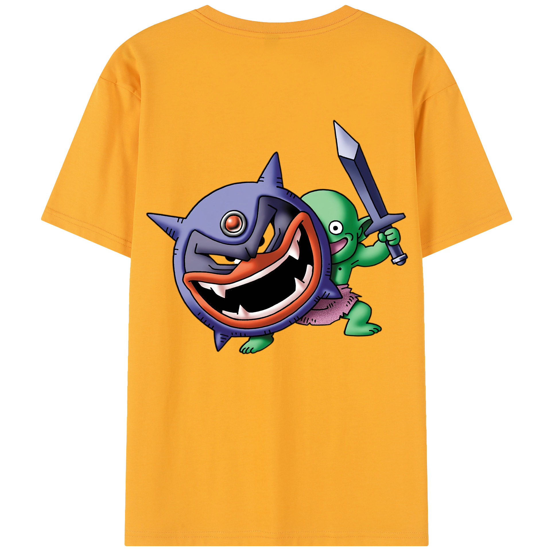 （画像用） ドラゴンクエスト Doragon Kuesuto Dragon Quest 綿100％半袖Tシャツ（背面プリント）