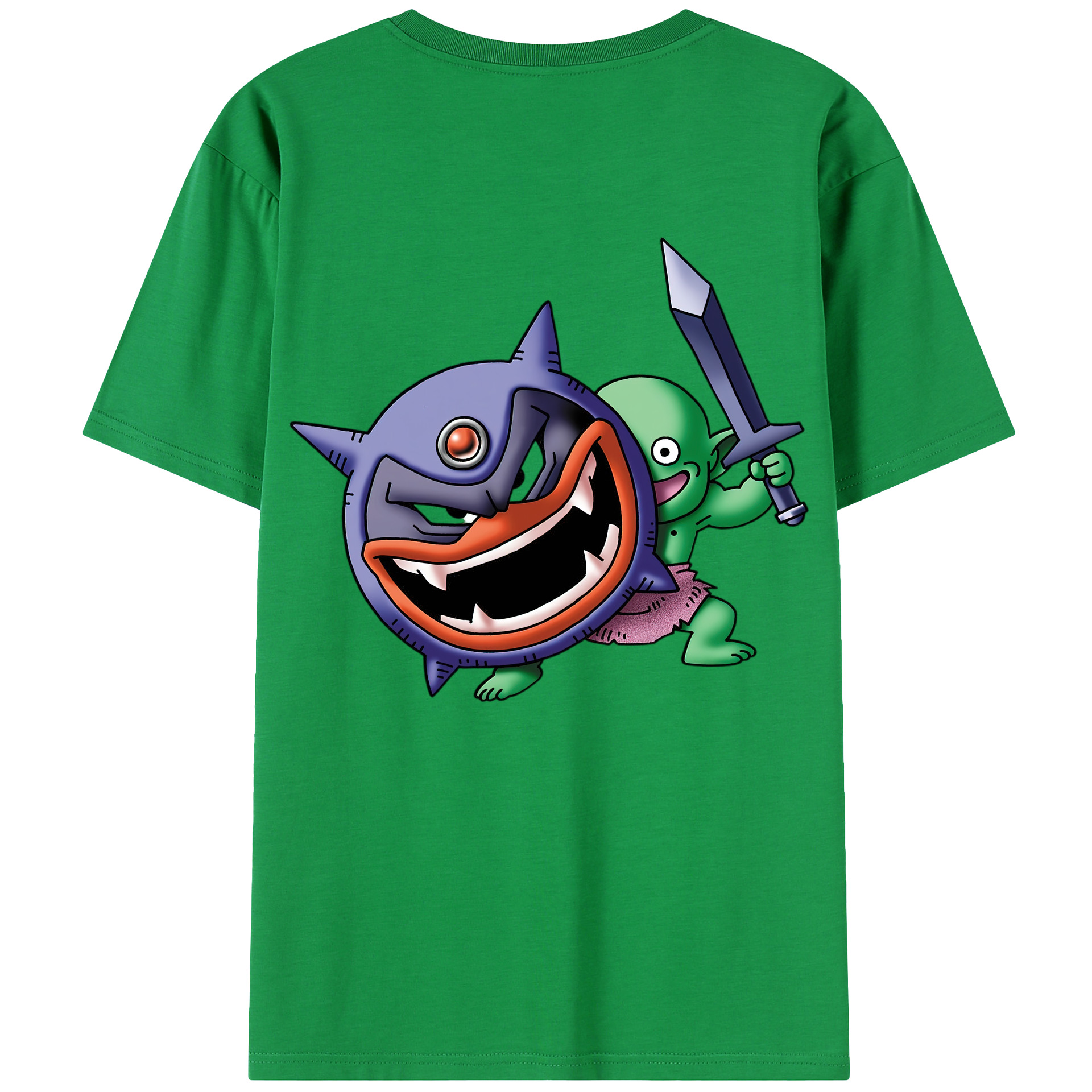 （画像用） ドラゴンクエスト Doragon Kuesuto Dragon Quest 綿100％半袖Tシャツ（背面プリント）