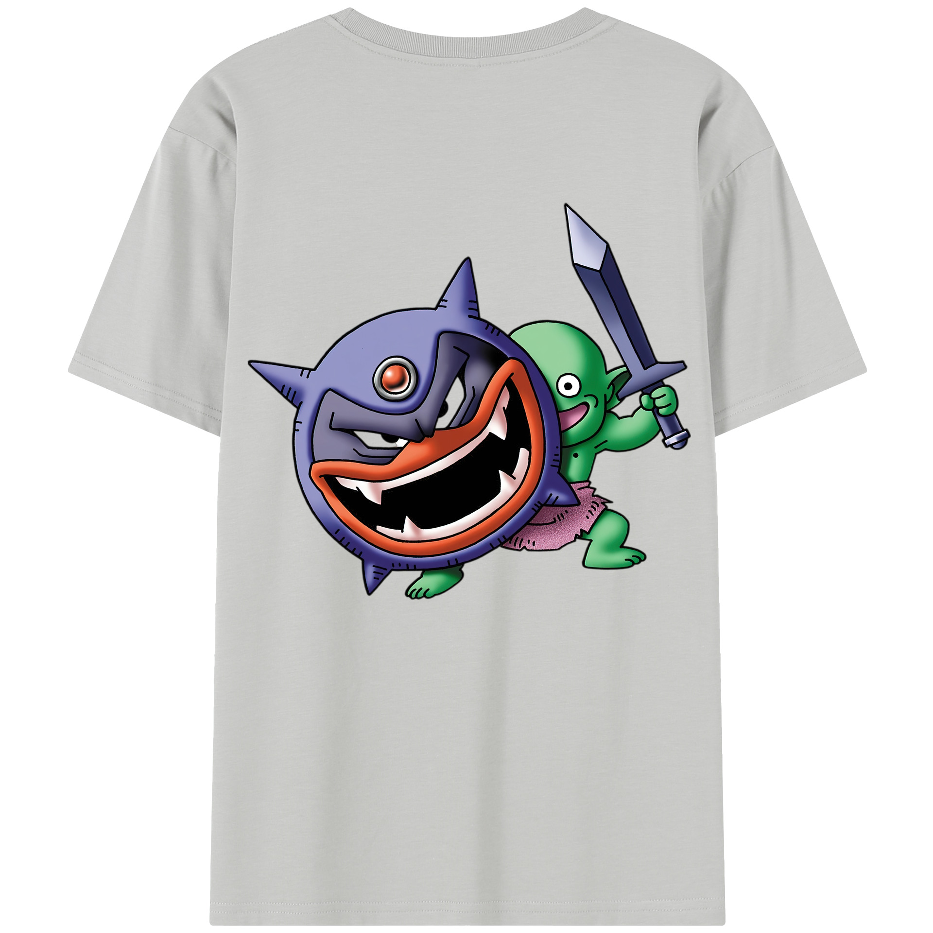 （画像用） ドラゴンクエスト Doragon Kuesuto Dragon Quest 綿100％半袖Tシャツ（背面プリント）