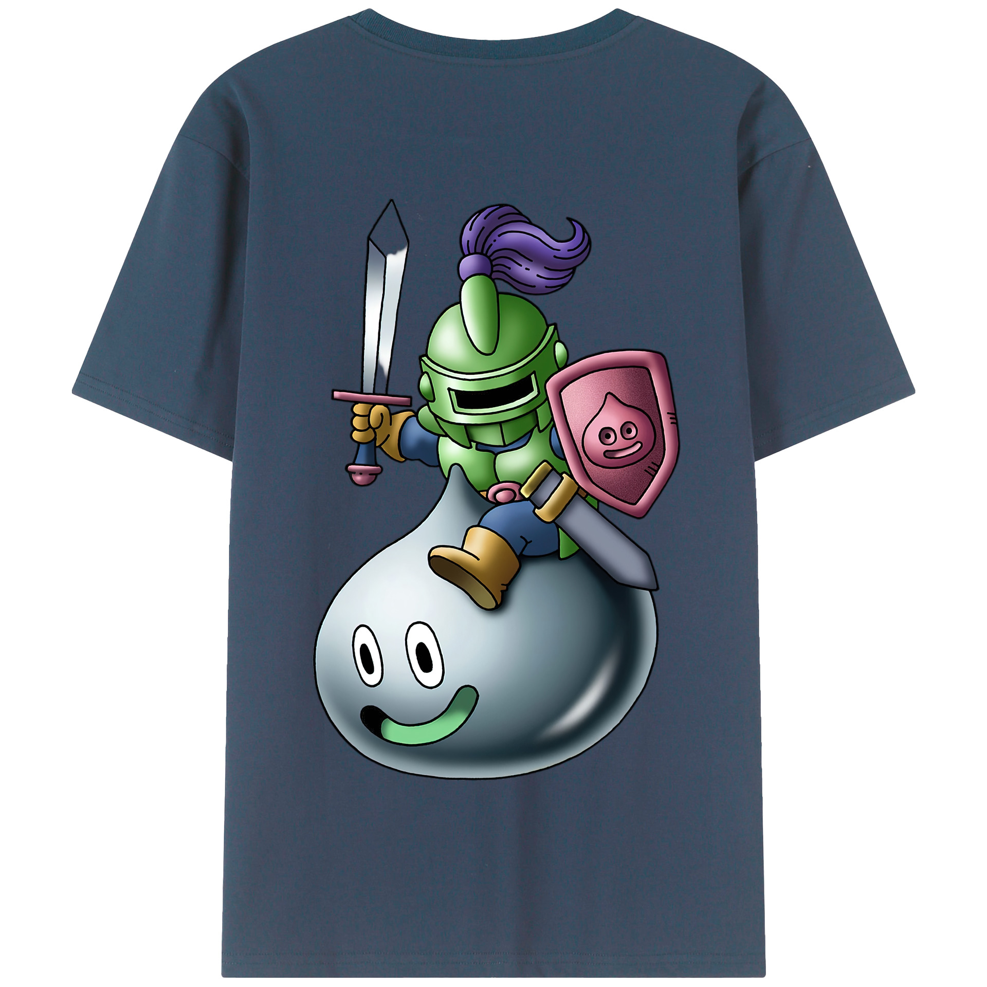 （画像用） ドラゴンクエスト Doragon Kuesuto Dragon Quest 綿100％半袖Tシャツ（背面プリント）