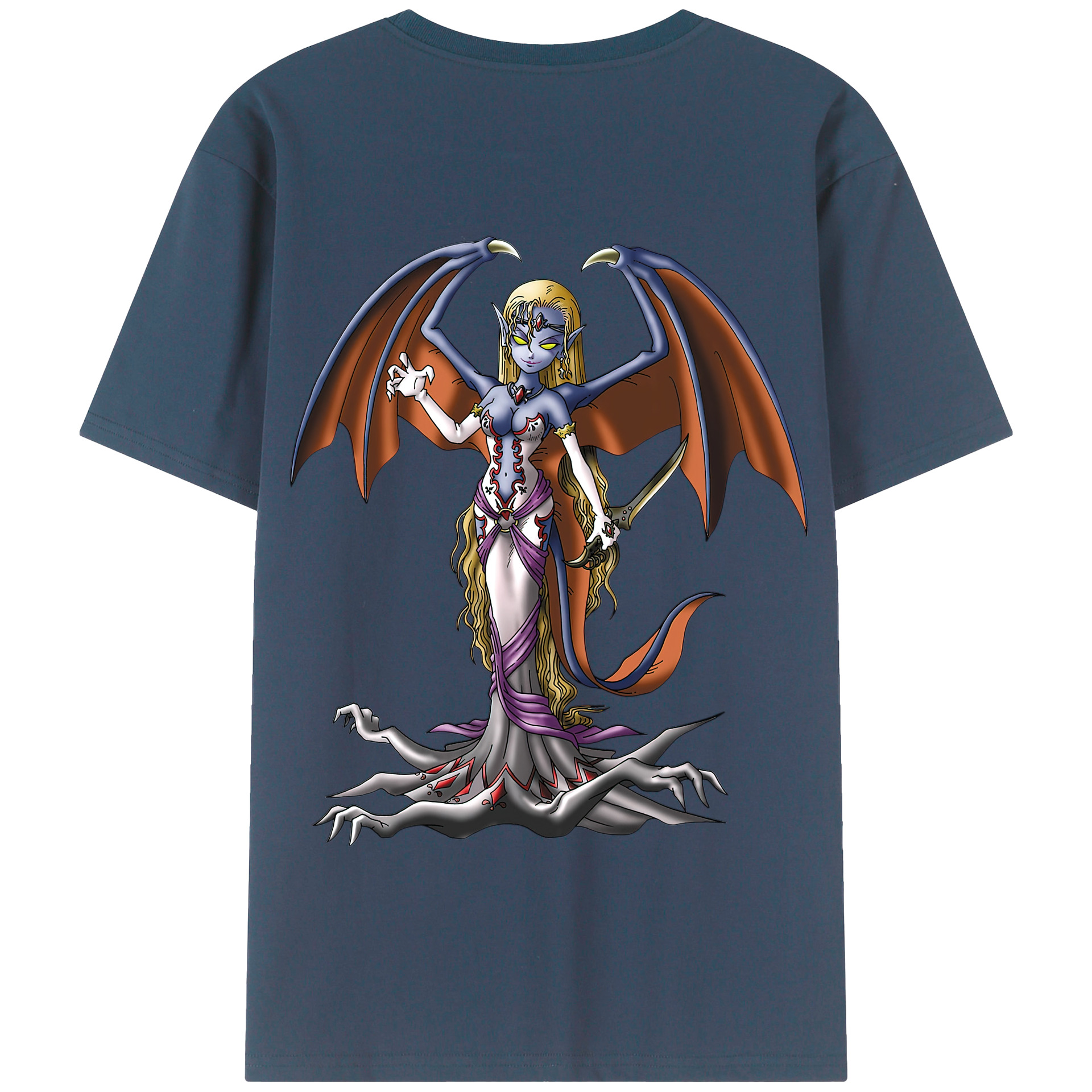 （画像用） ドラゴンクエスト Doragon Kuesuto Dragon Quest 綿100％半袖Tシャツ（背面プリント）