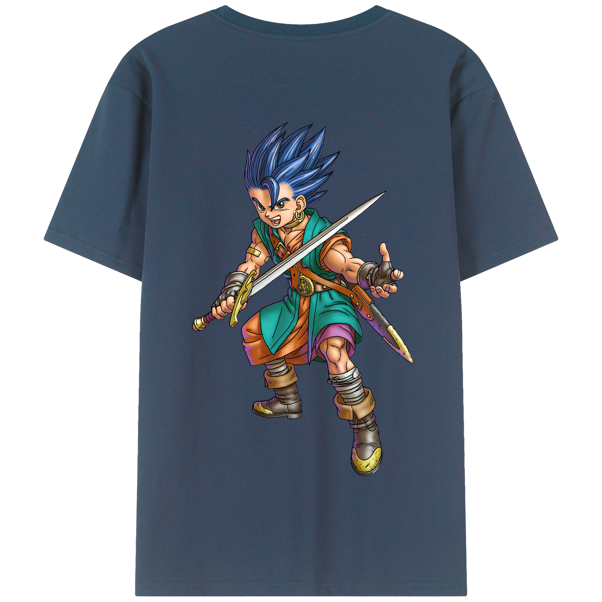 （画像用） ドラゴンクエスト Doragon Kuesuto Dragon Quest 綿100％半袖Tシャツ（背面プリント）