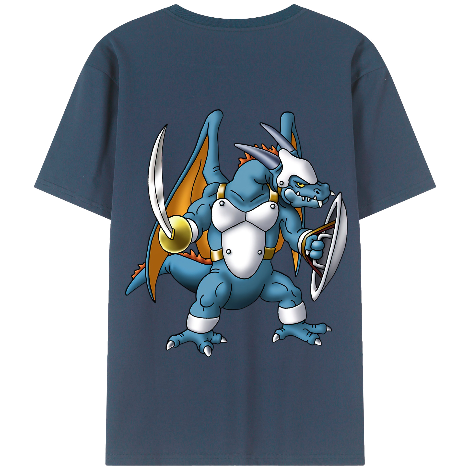 （画像用） ドラゴンクエスト Doragon Kuesuto Dragon Quest 綿100％半袖Tシャツ（背面プリント）