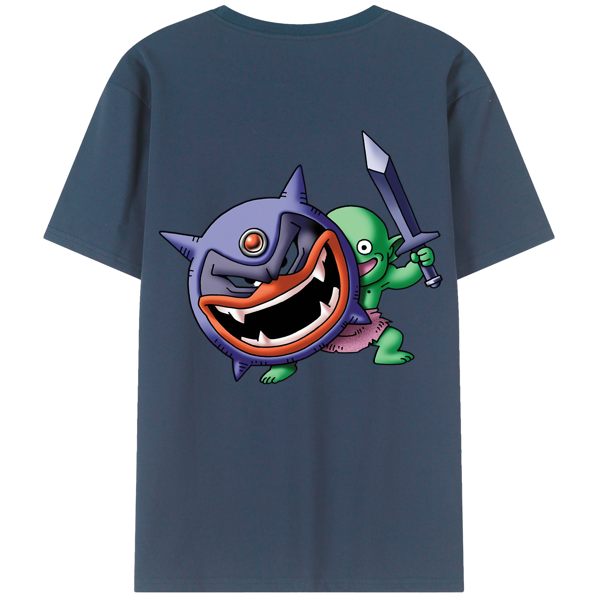 （画像用） ドラゴンクエスト Doragon Kuesuto Dragon Quest 綿100％半袖Tシャツ（背面プリント）
