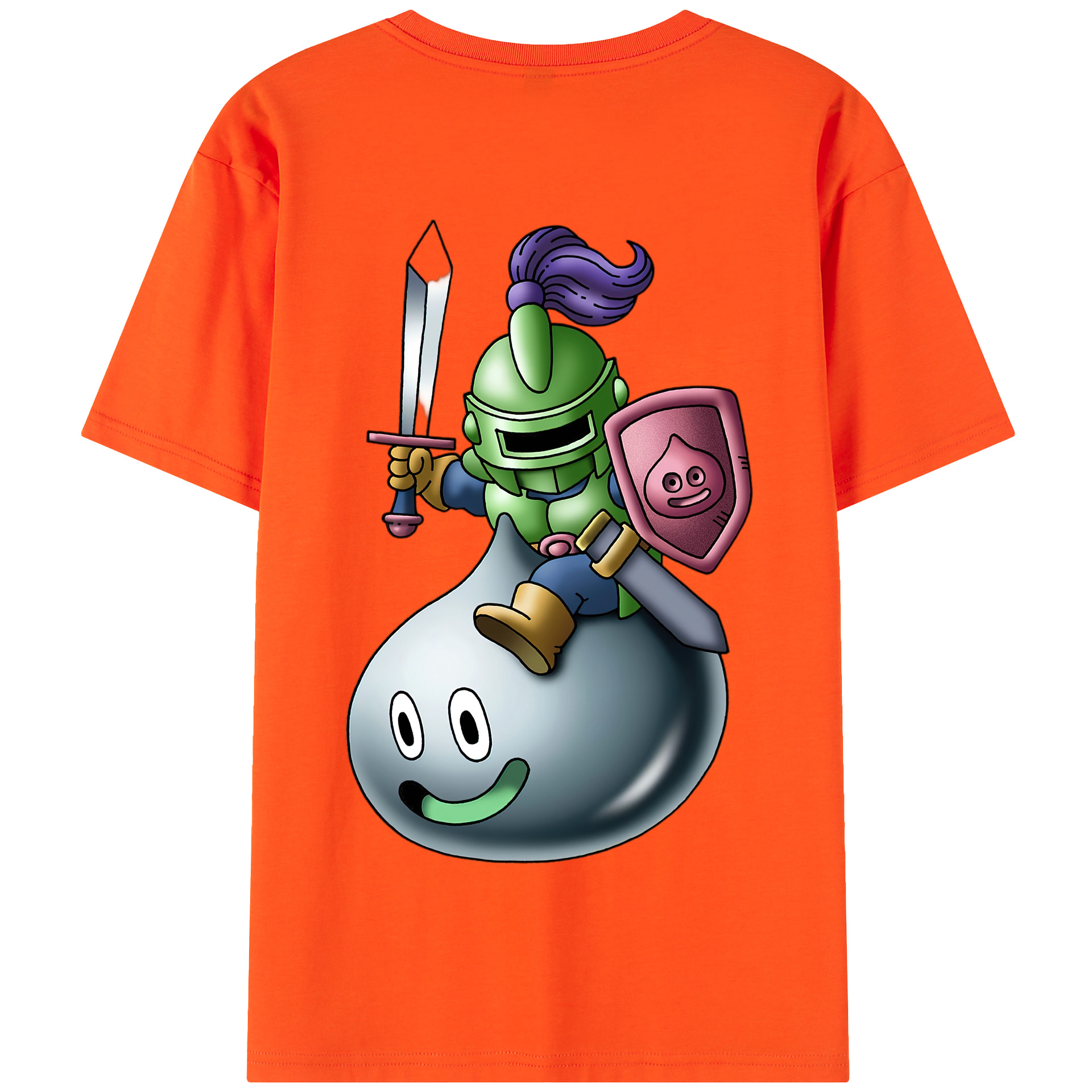（画像用） ドラゴンクエスト Doragon Kuesuto Dragon Quest 綿100％半袖Tシャツ（背面プリント）