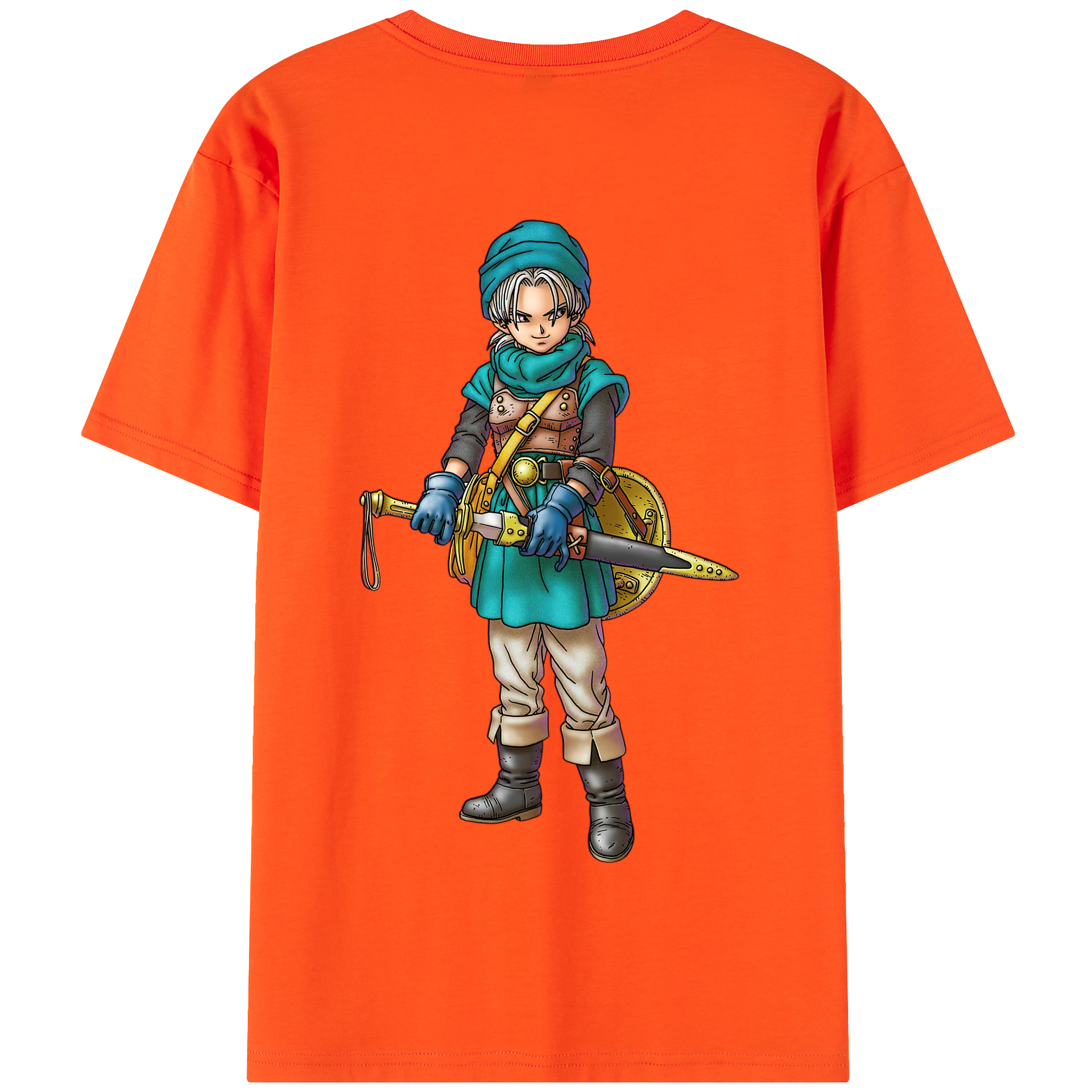 （画像用） ドラゴンクエスト Doragon Kuesuto Dragon Quest 綿100％半袖Tシャツ（背面プリント）