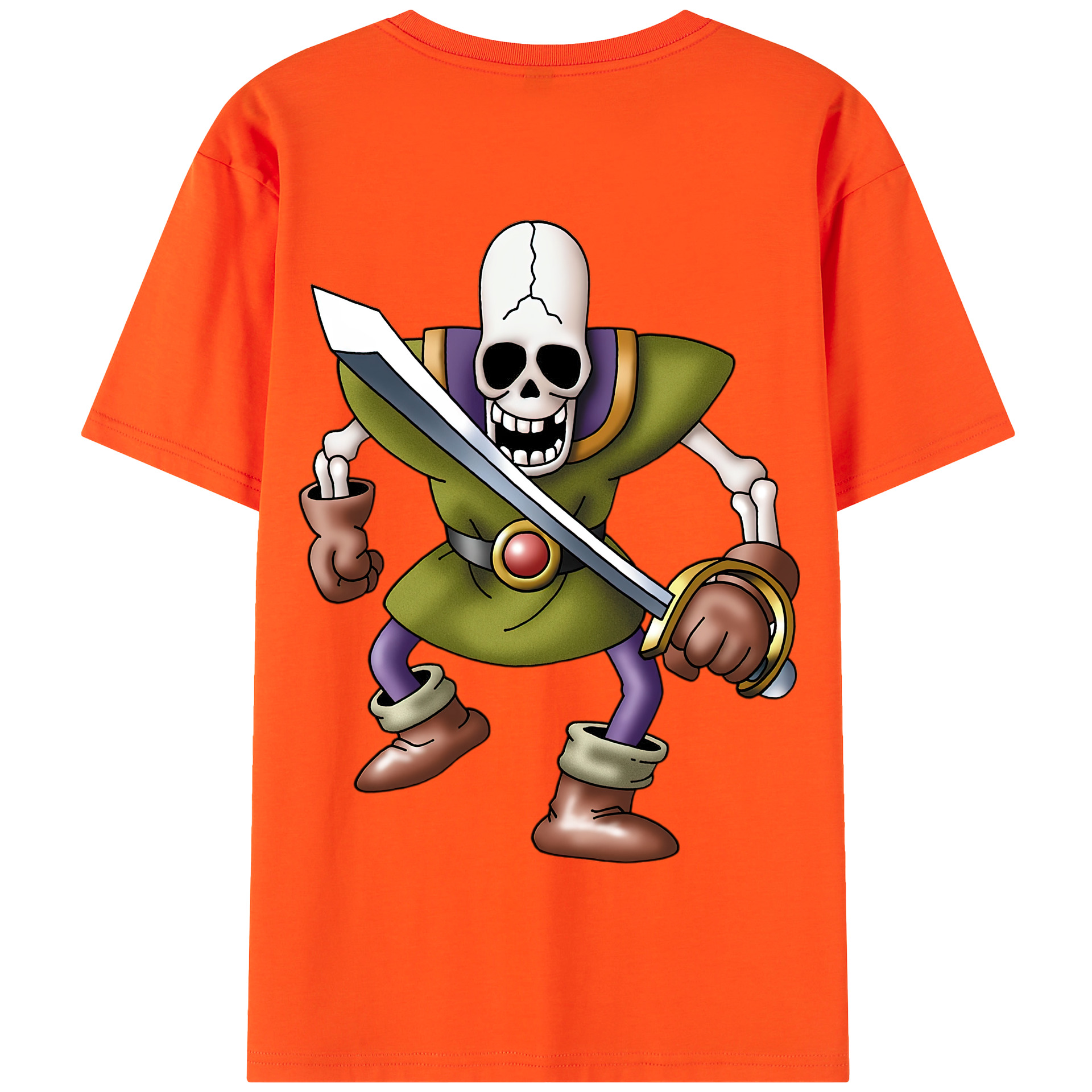 （画像用） ドラゴンクエスト Doragon Kuesuto Dragon Quest 綿100％半袖Tシャツ（背面プリント）