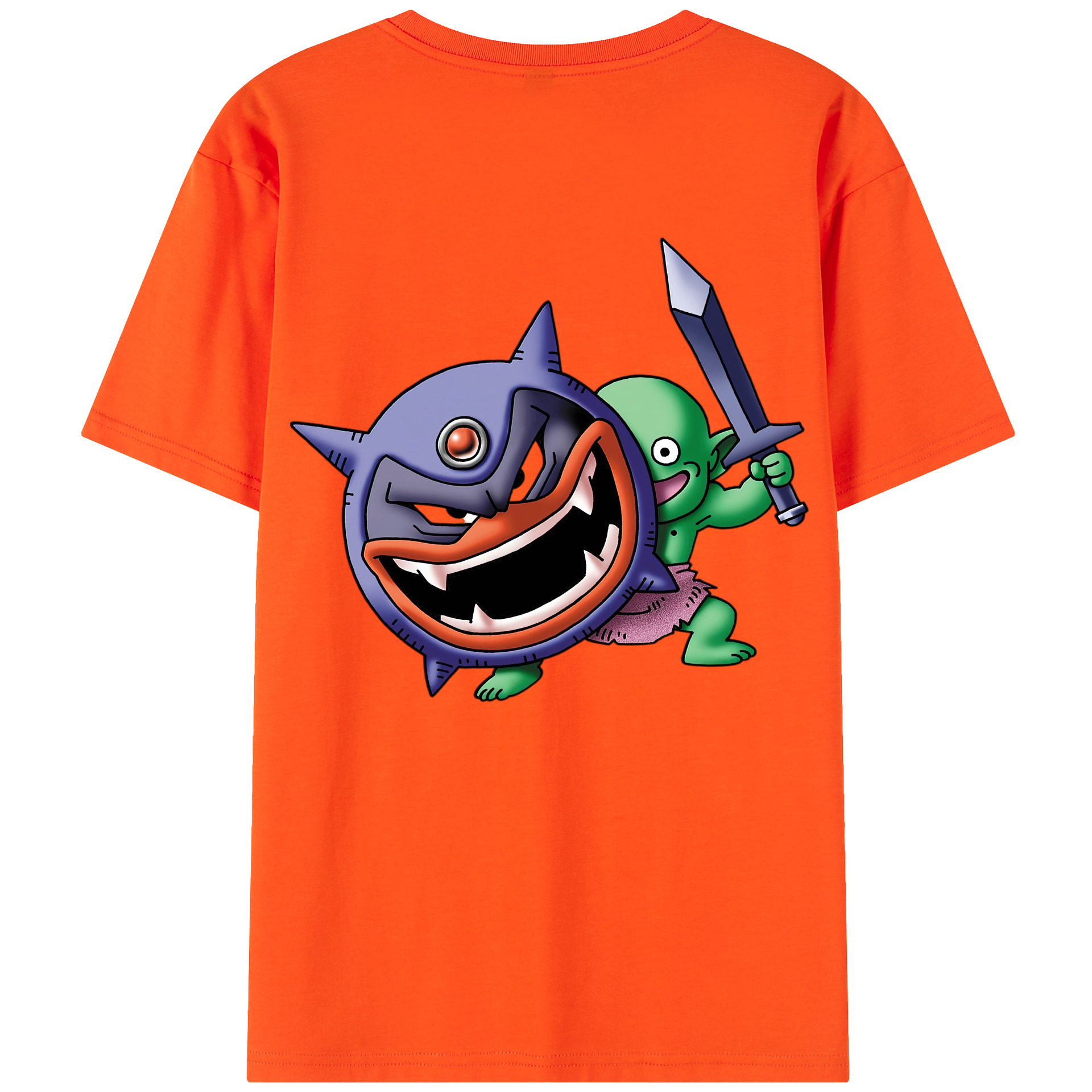 （画像用） ドラゴンクエスト Doragon Kuesuto Dragon Quest 綿100％半袖Tシャツ（背面プリント）