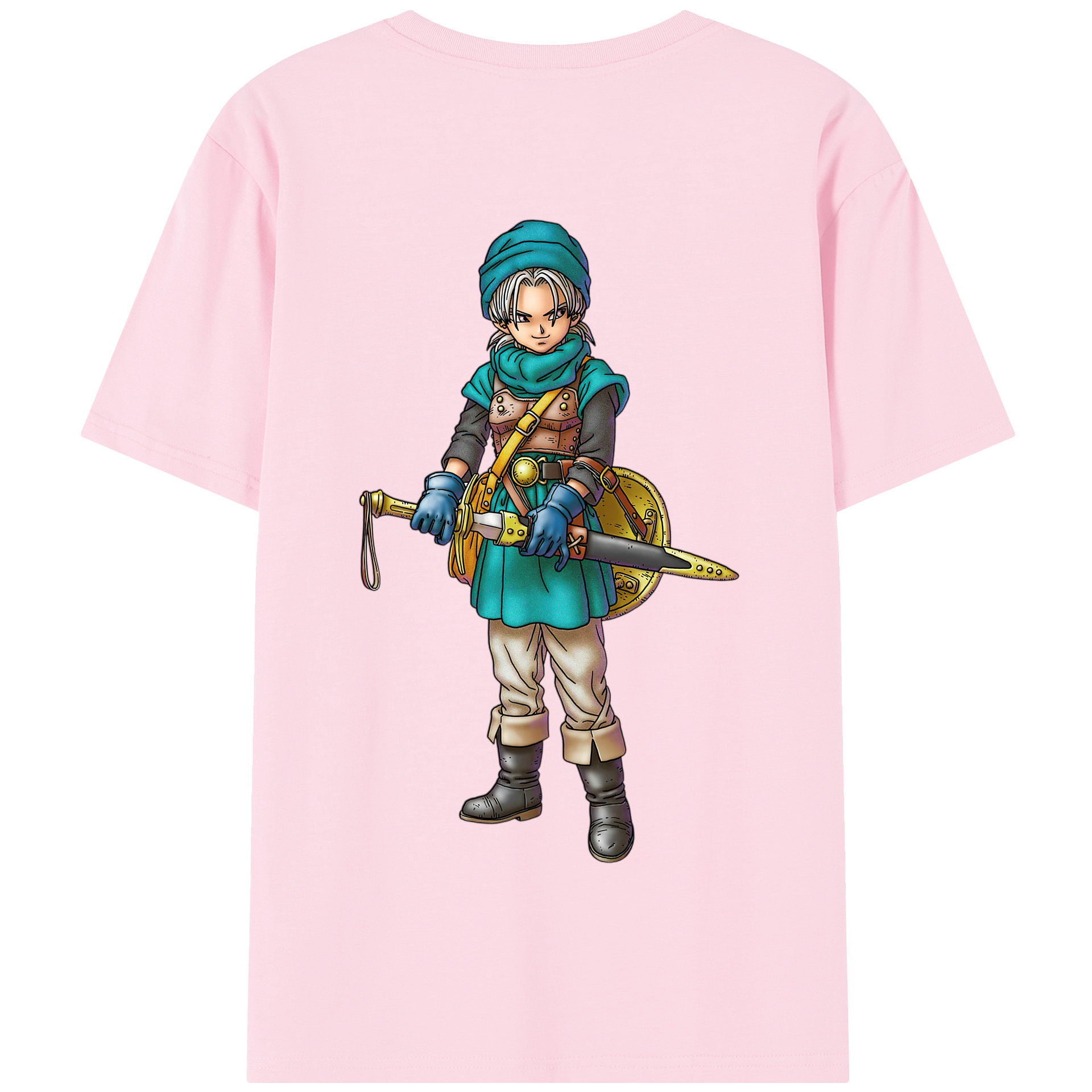 （画像用） ドラゴンクエスト Doragon Kuesuto Dragon Quest 綿100％半袖Tシャツ（背面プリント）