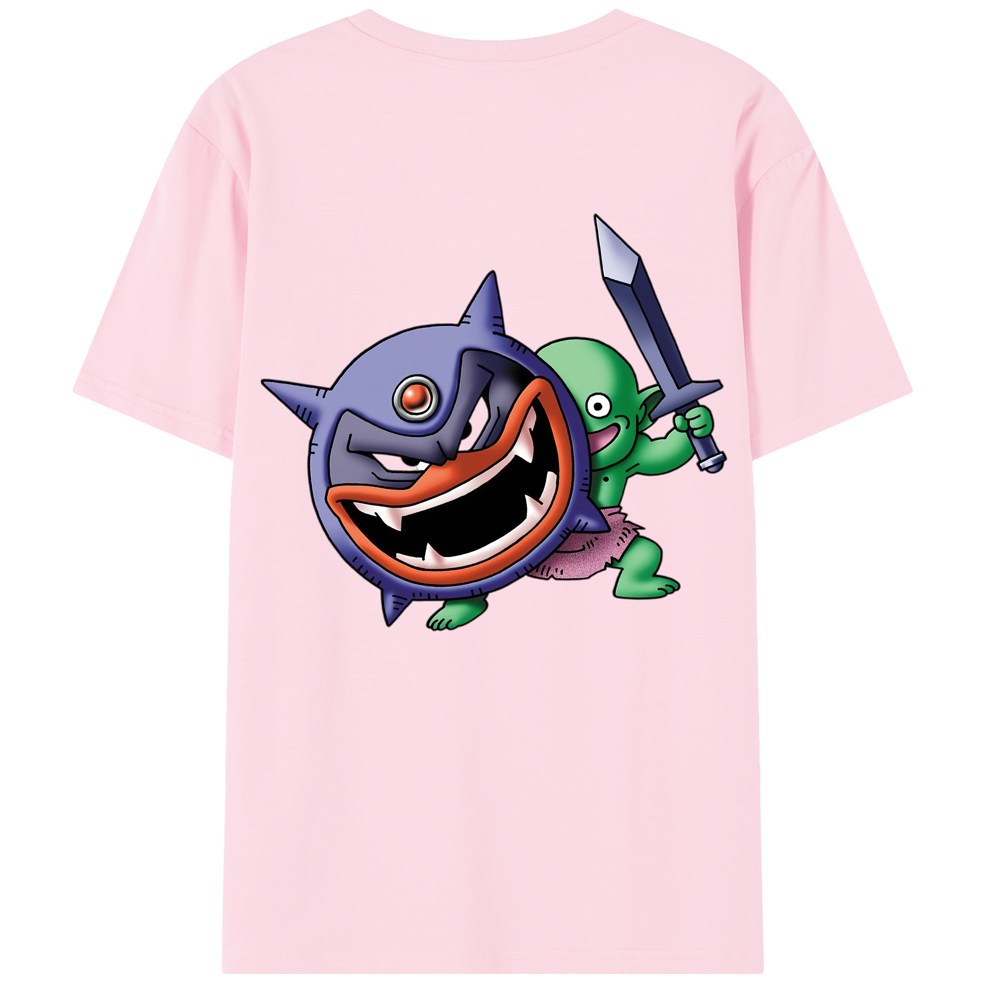 （画像用） ドラゴンクエスト Doragon Kuesuto Dragon Quest 綿100％半袖Tシャツ（背面プリント）