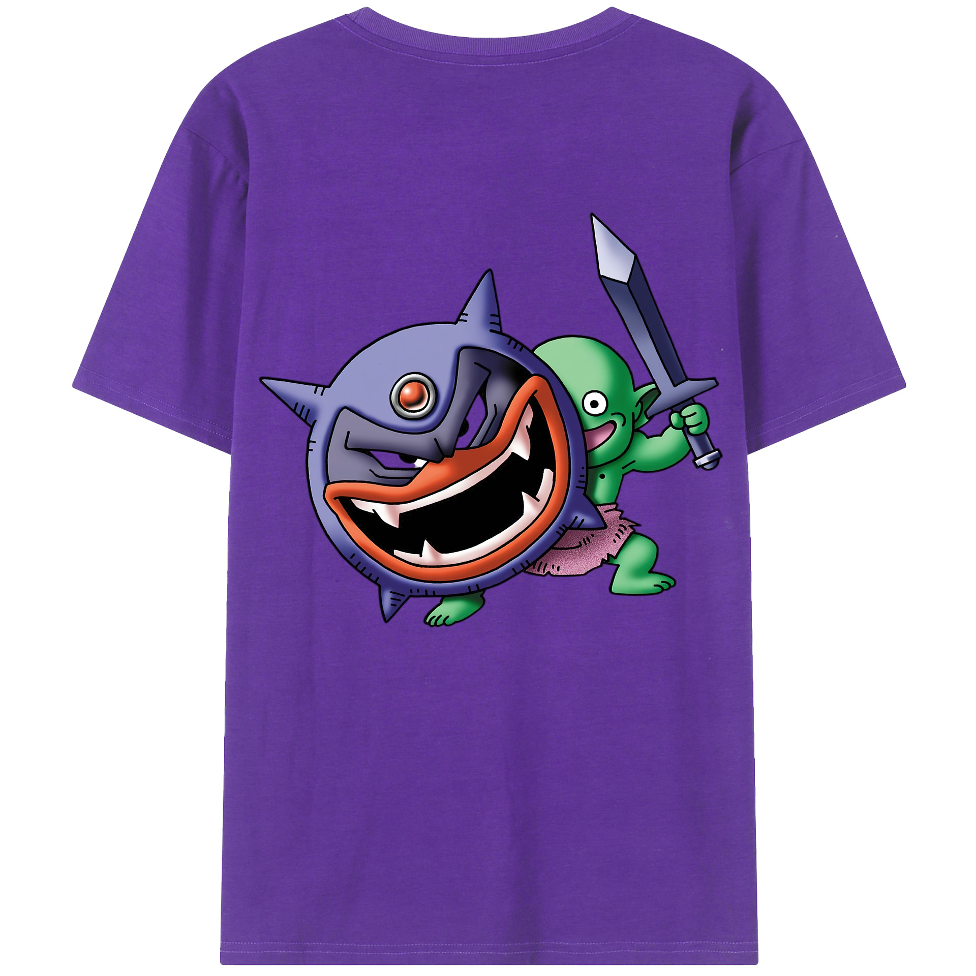 （画像用） ドラゴンクエスト Doragon Kuesuto Dragon Quest 綿100％半袖Tシャツ（背面プリント）