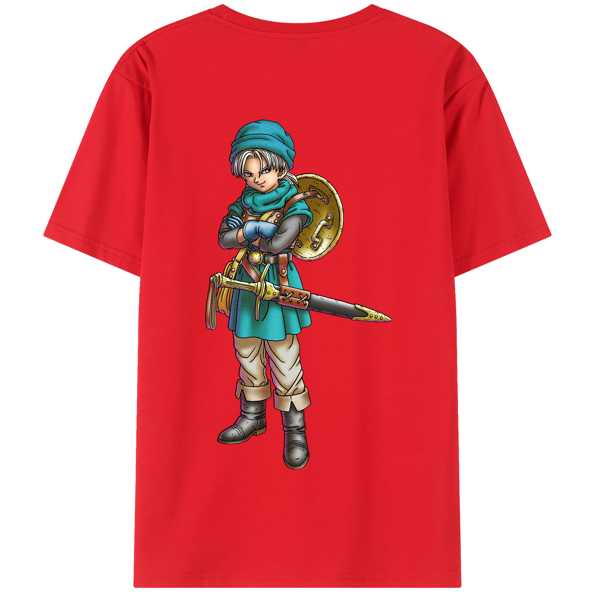 （画像用） ドラゴンクエスト Doragon Kuesuto Dragon Quest 綿100％半袖Tシャツ（背面プリント）