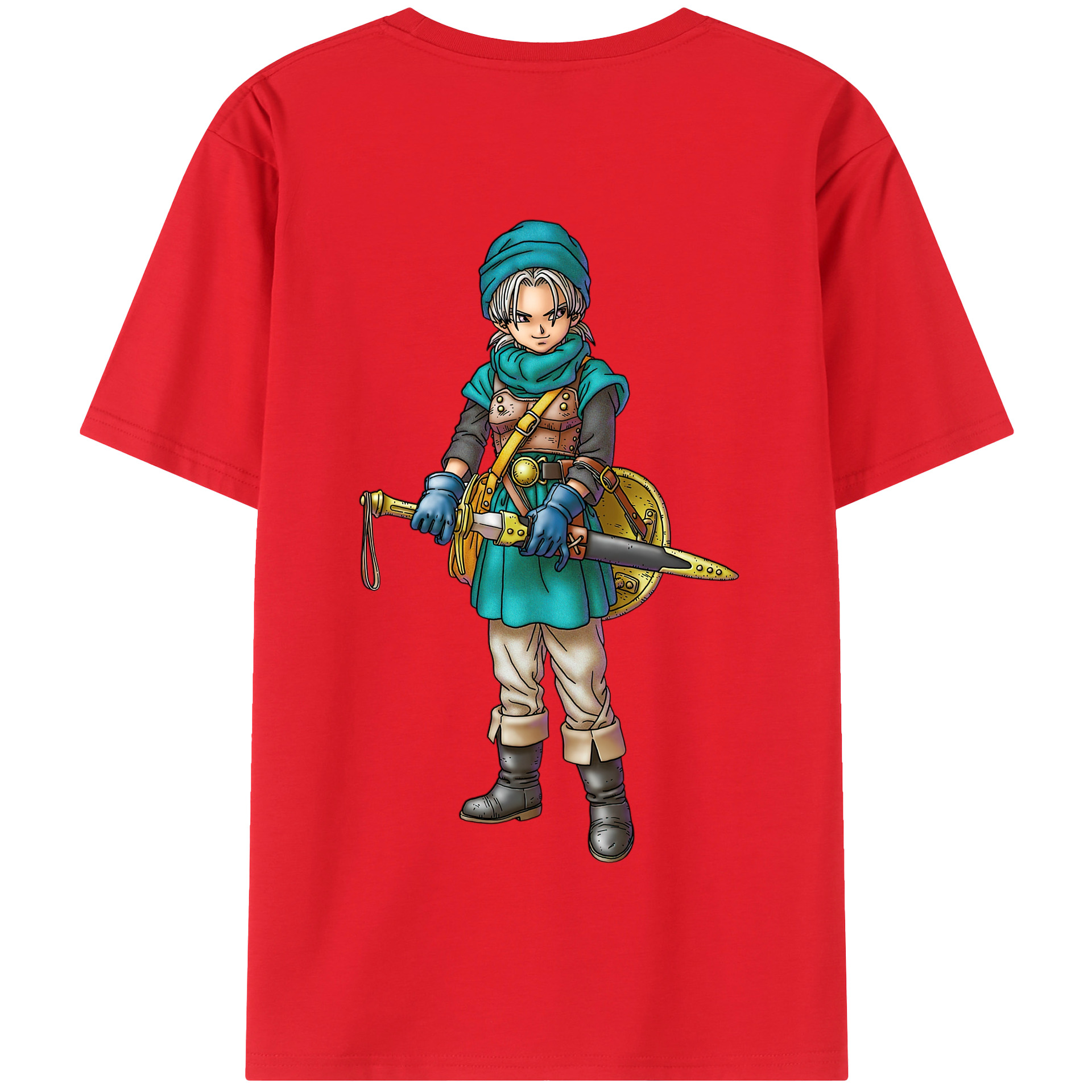 （画像用） ドラゴンクエスト Doragon Kuesuto Dragon Quest 綿100％半袖Tシャツ（背面プリント）