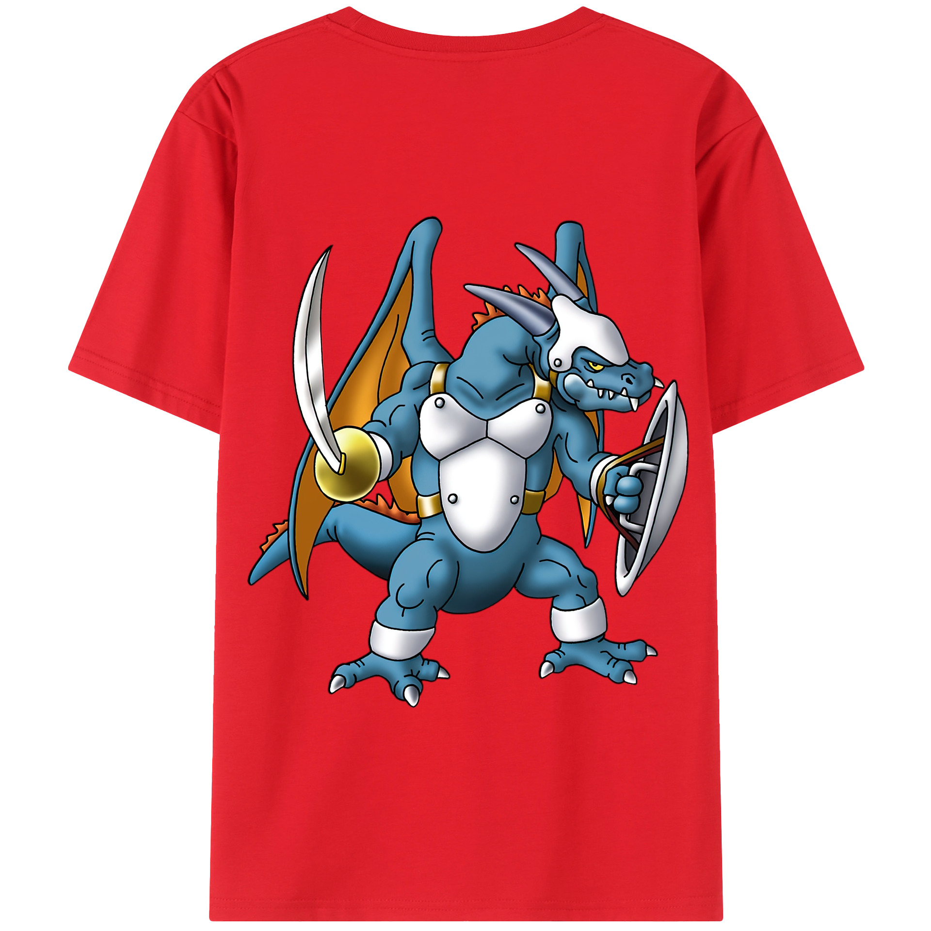 （画像用） ドラゴンクエスト Doragon Kuesuto Dragon Quest 綿100％半袖Tシャツ（背面プリント）