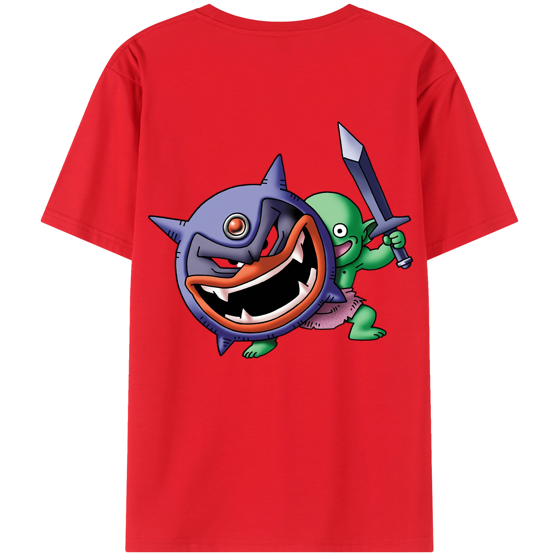 （画像用） ドラゴンクエスト Doragon Kuesuto Dragon Quest 綿100％半袖Tシャツ（背面プリント）