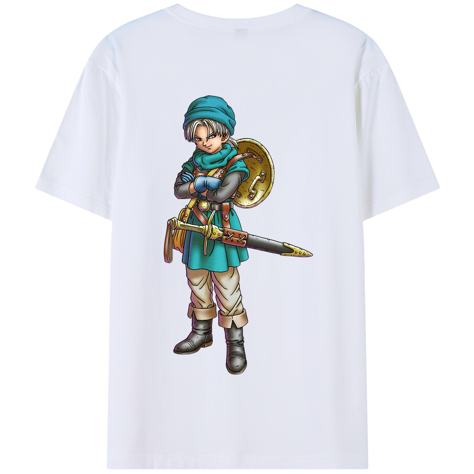 （画像用） ドラゴンクエスト Doragon Kuesuto Dragon Quest 綿100％半袖Tシャツ（背面プリント）