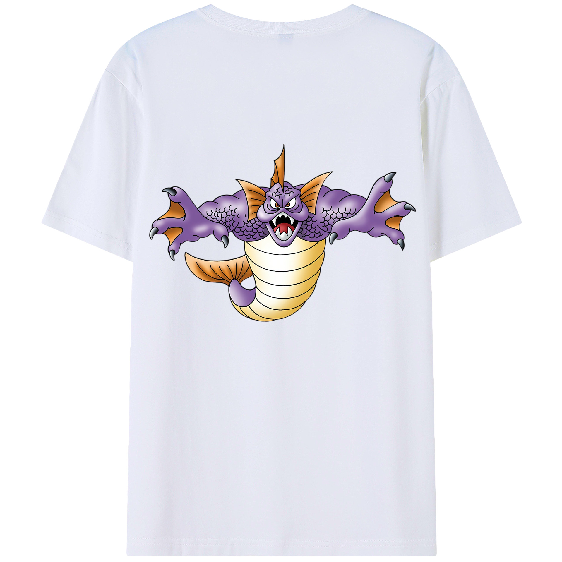 （画像用） ドラゴンクエスト Doragon Kuesuto Dragon Quest 綿100％半袖Tシャツ（背面プリント）