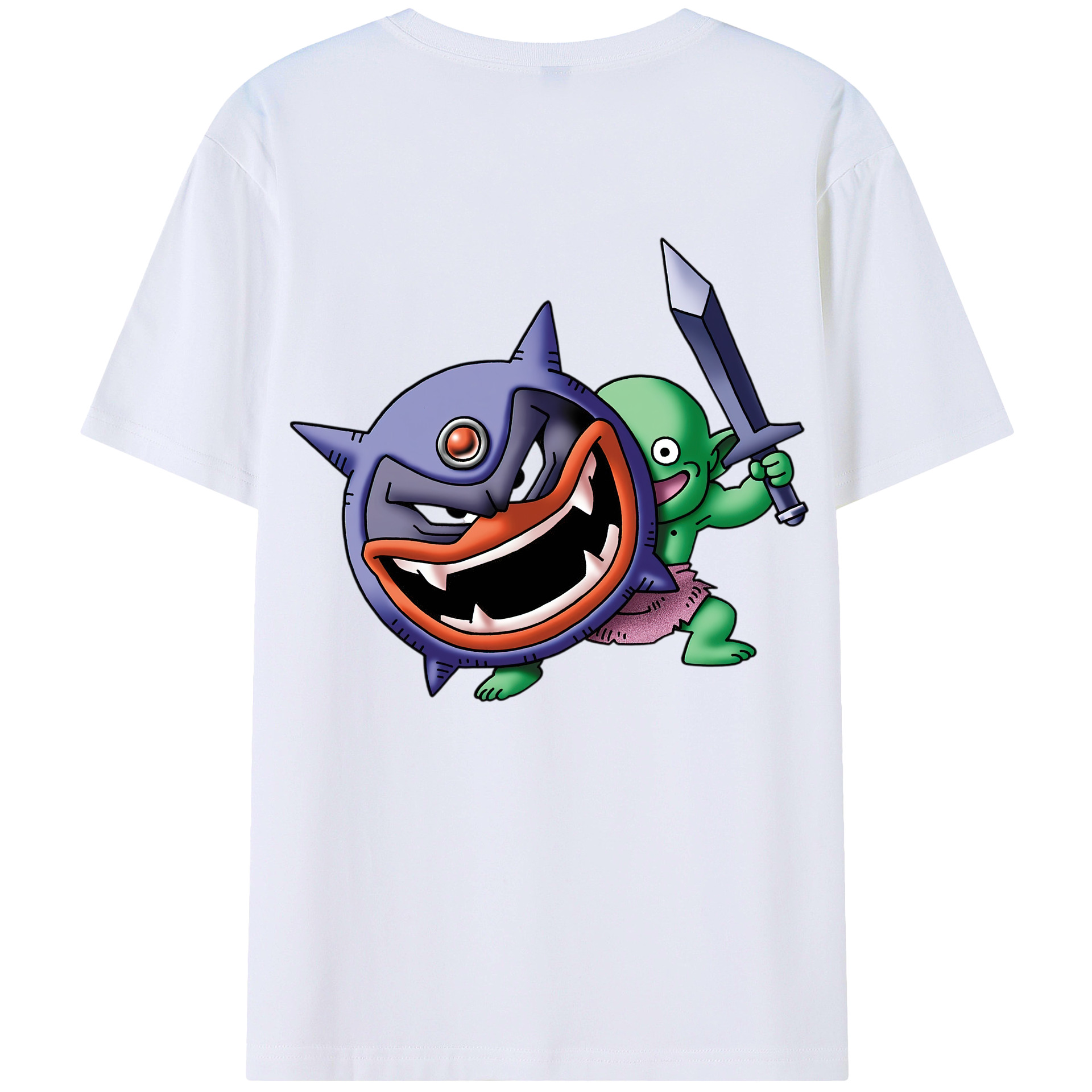 （画像用） ドラゴンクエスト Doragon Kuesuto Dragon Quest 綿100％半袖Tシャツ（背面プリント）