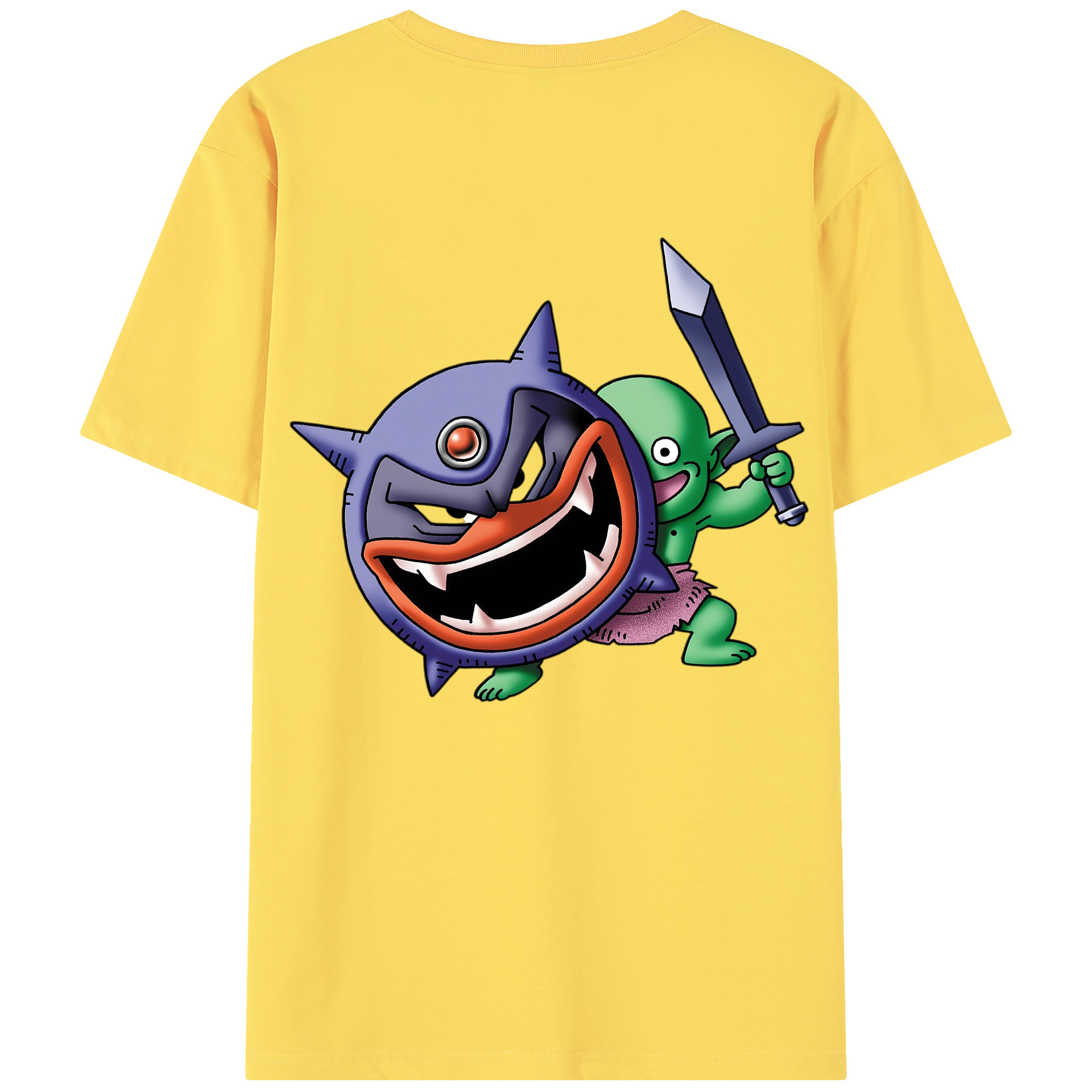 （画像用） ドラゴンクエスト Doragon Kuesuto Dragon Quest 綿100％半袖Tシャツ（背面プリント）
